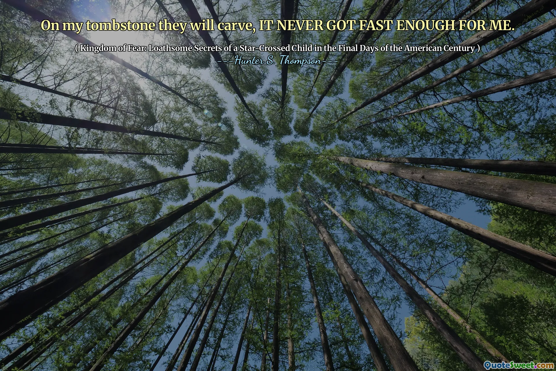 在我的墓碑上，他们会雕刻，这对我来说从来没有足够快。