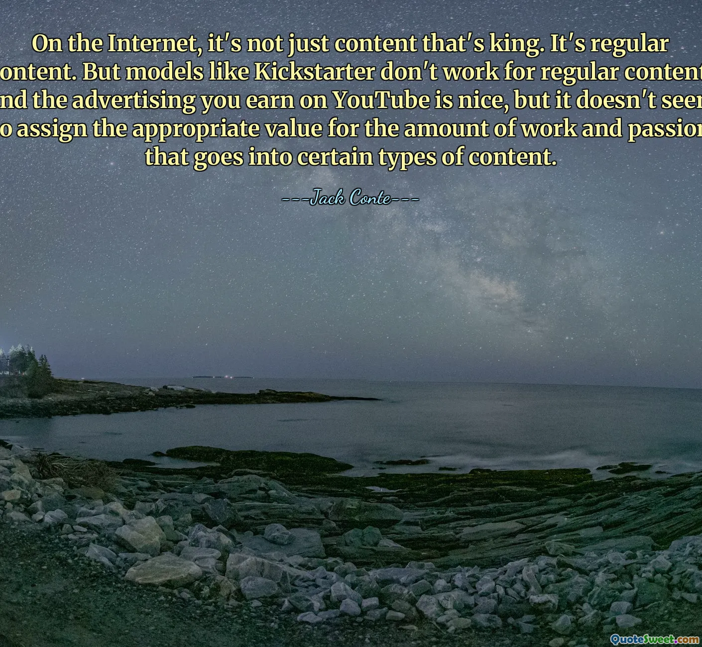 Im Internet sind nicht nur Inhalte entscheidend. Es handelt sich um regulären Inhalt. Aber Modelle wie Kickstarter funktionieren nicht für reguläre Inhalte. Und die Werbung, die Sie auf YouTube verdienen, ist nett, aber sie scheint dem Arbeitsaufwand und der Leidenschaft, die in bestimmte Arten von Inhalten gesteckt werden, nicht den angemessenen Wert zu verleihen.