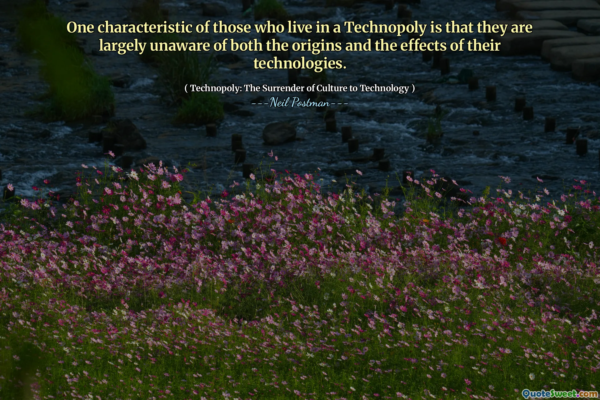 O caracteristică a celor care trăiesc într -un tehnopol este că ei nu știu în mare măsură atât originile, cât și efectele tehnologiilor lor.