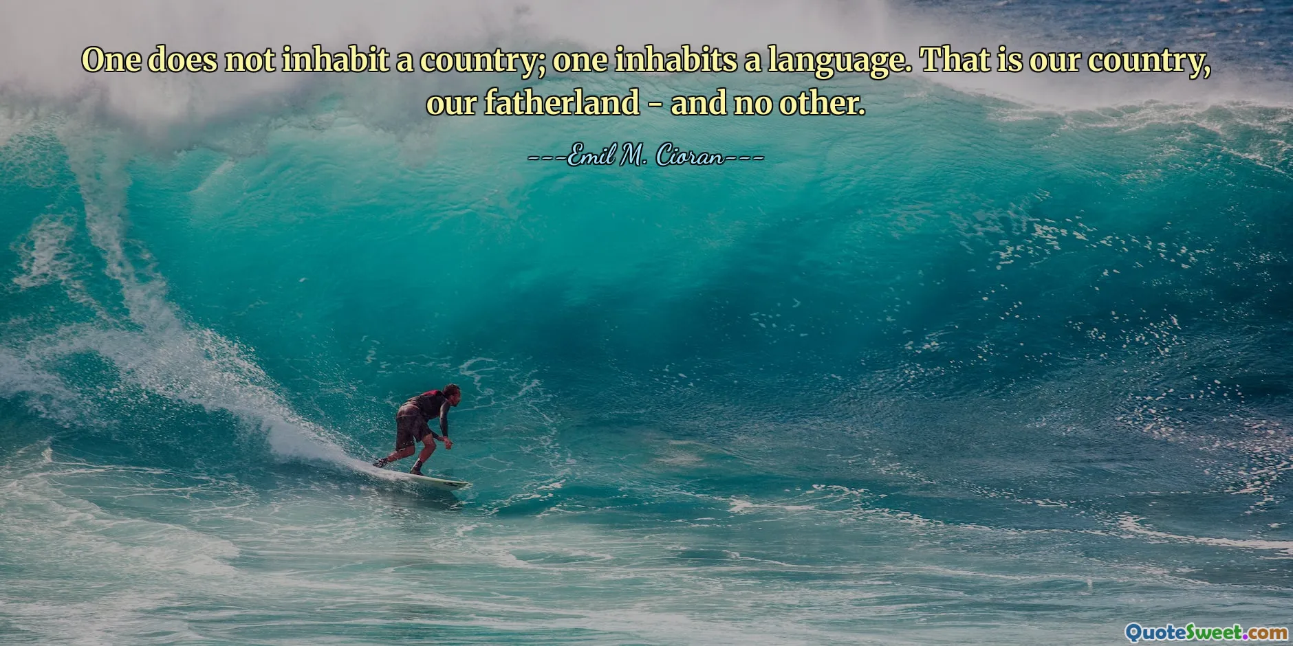 One does not inhabit a country; one inhabits a language. That is our country, our fatherland - and no other.