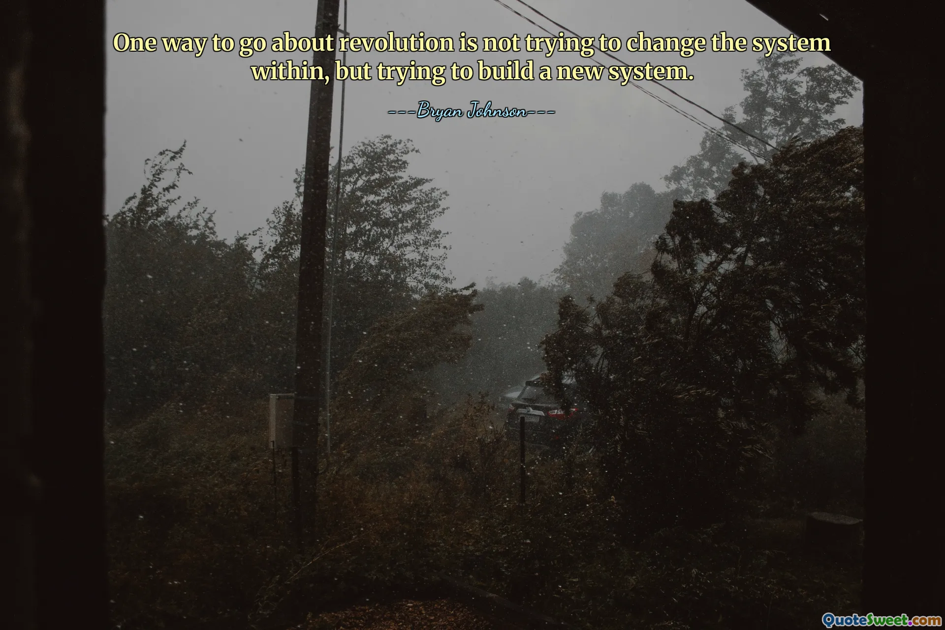 One way to go about revolution is not trying to change the system within, but trying to build a new system.