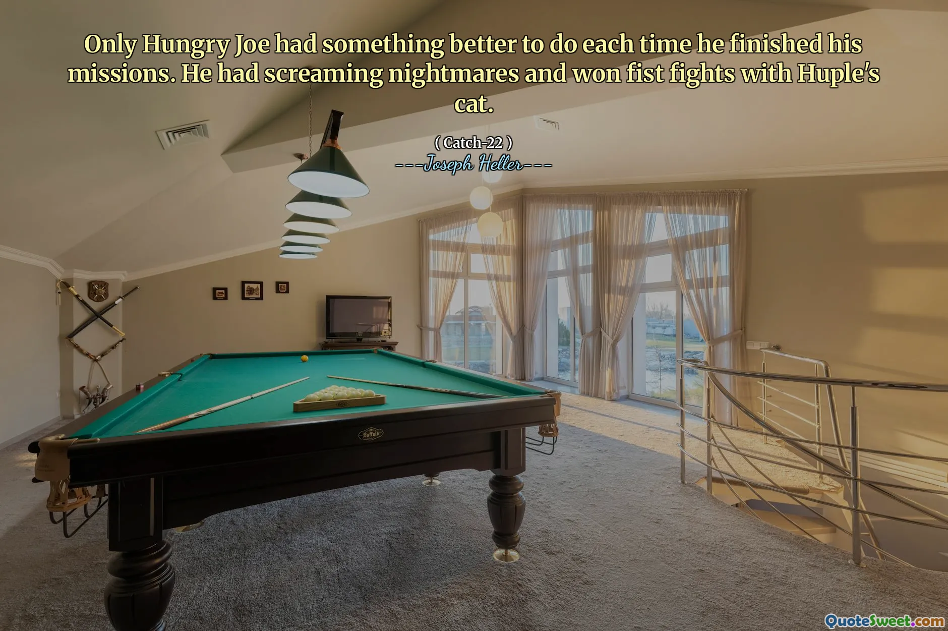 Bare sultne Joe hadde noe bedre å gjøre hver gang han avsluttet oppdragene sine. Han hadde skrikende mareritt og vant knyttnevekamper med Huple's Cat.