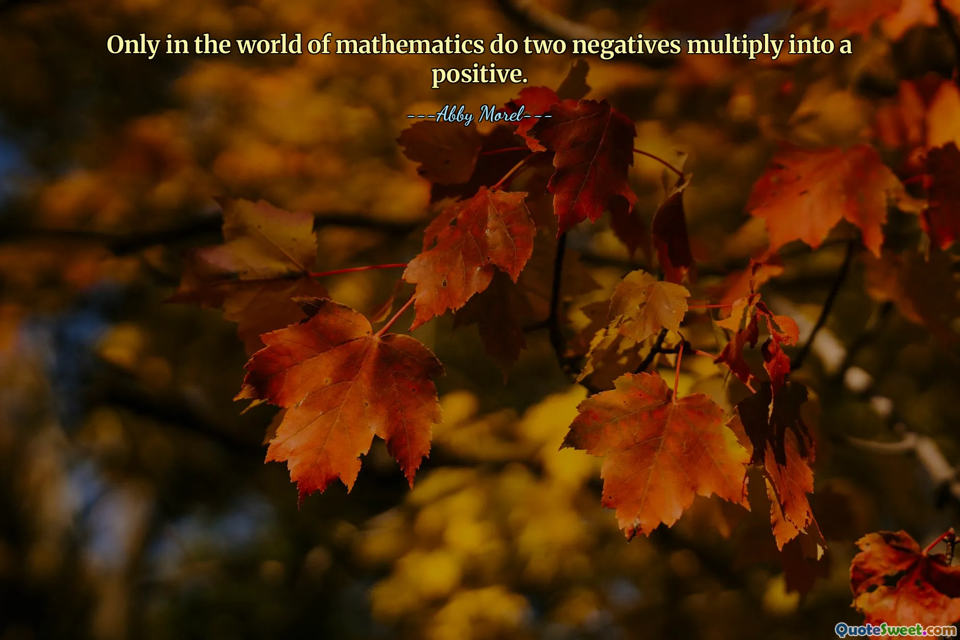 Only in the world of mathematics do two negatives multiply into a positive.