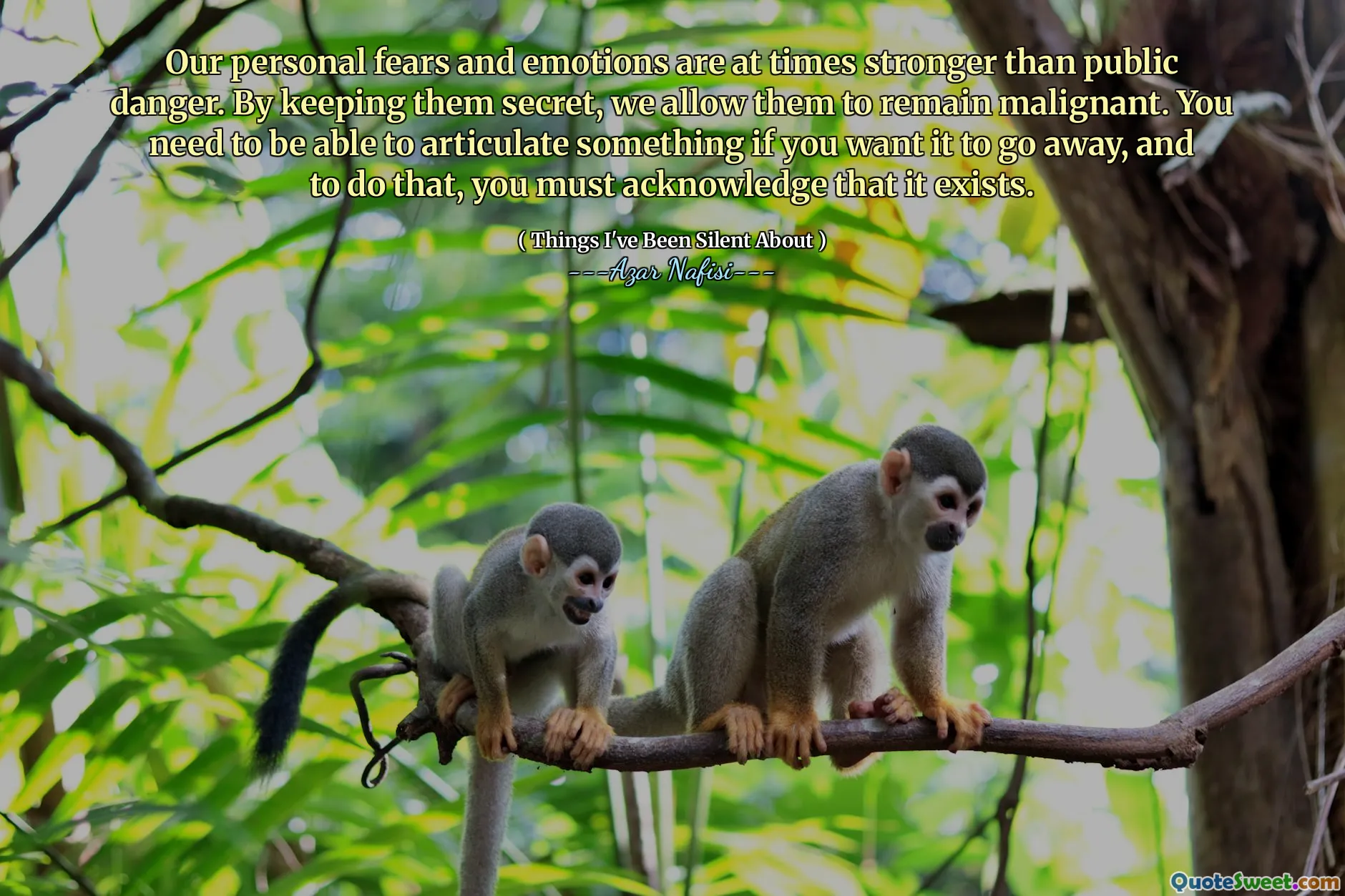 Our personal fears and emotions are at times stronger than public danger. By keeping them secret, we allow them to remain malignant. You need to be able to articulate something if you want it to go away, and to do that, you must acknowledge that it exists.