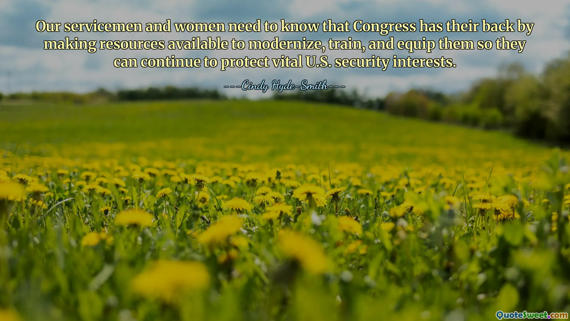 Our servicemen and women need to know that Congress has their back by making resources available to modernize, train, and equip them so they can continue to protect vital U.S. security interests.