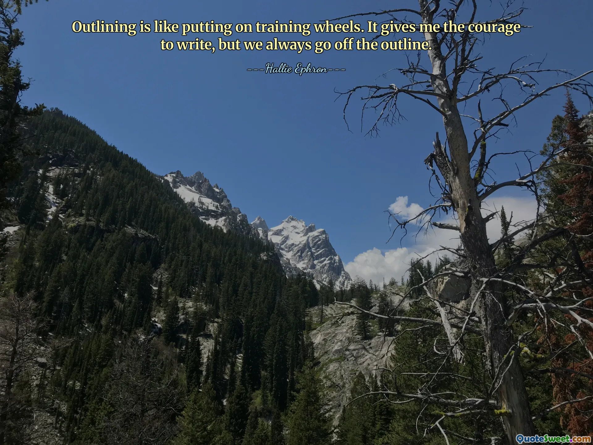 მოხაზულობა სავარჯიშო ბორბლების დაყენებას ჰგავს. წერის გამბედაობას მაძლევს, მაგრამ ჩვენ ყოველთვის სცილდება კონტურს.