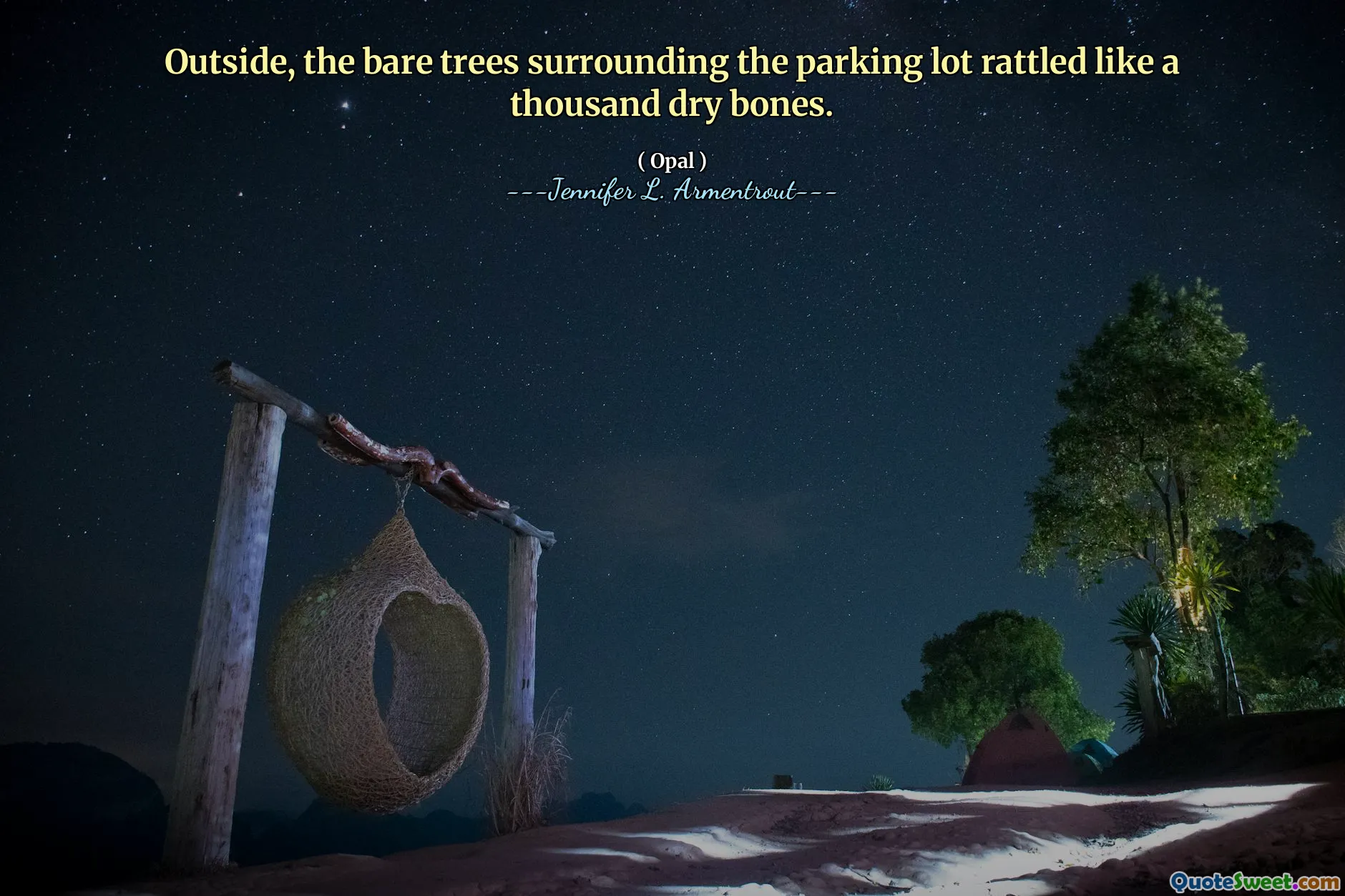 Outside, the bare trees surrounding the parking lot rattled like a thousand dry bones.