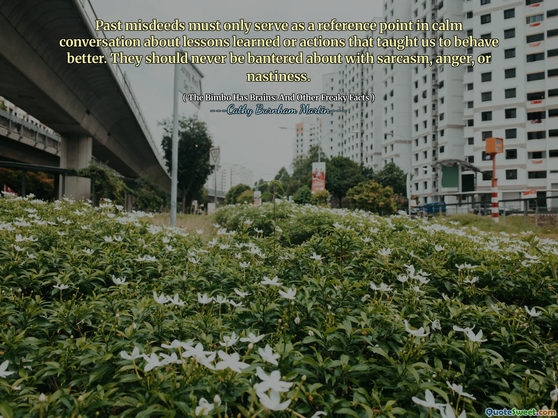 Past misdeeds must only serve as a reference point in calm conversation about lessons learned or actions that taught us to behave better. They should never be bantered about with sarcasm, anger, or nastiness.