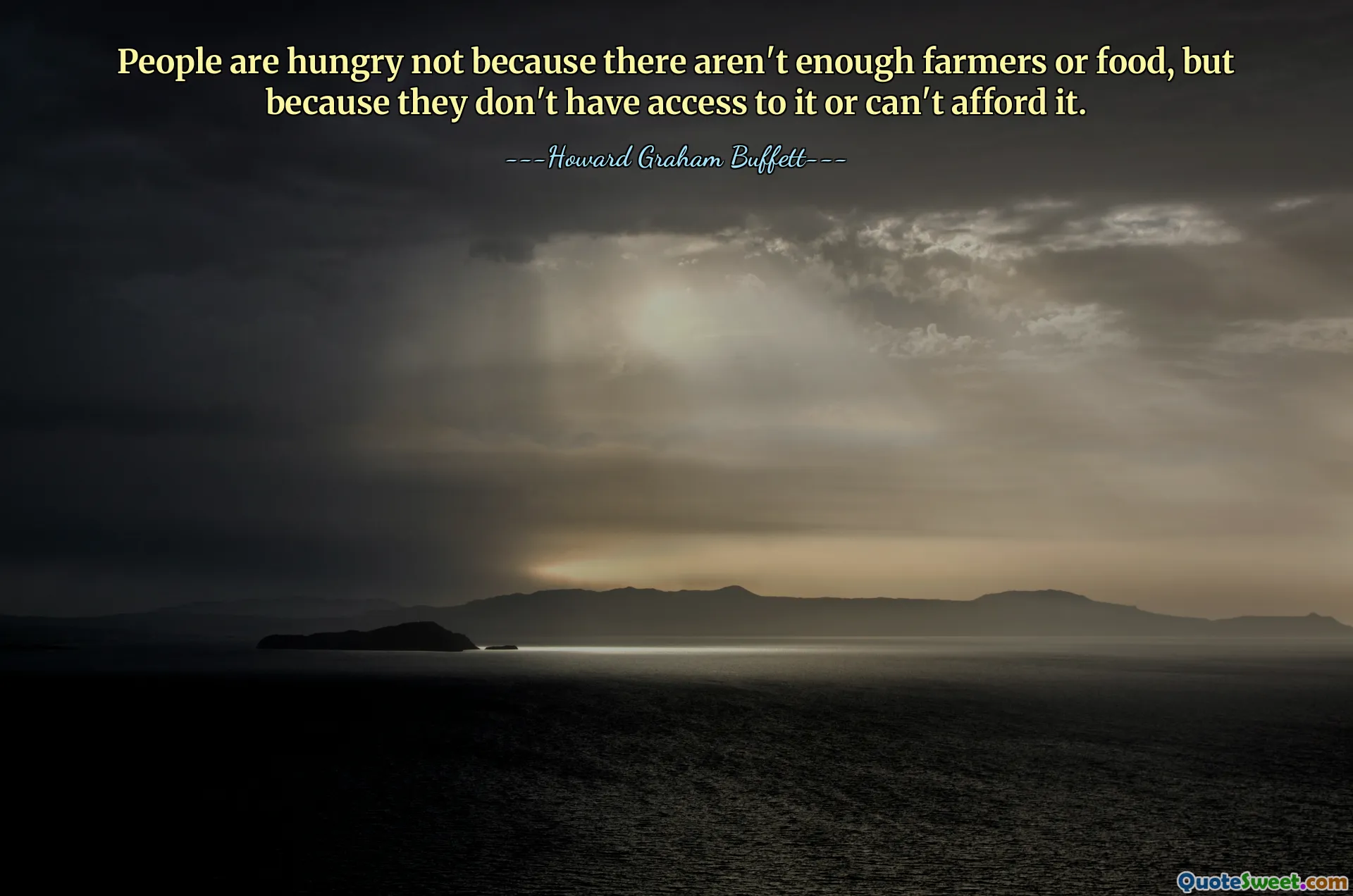 People are hungry not because there aren't enough farmers or food, but because they don't have access to it or can't afford it.