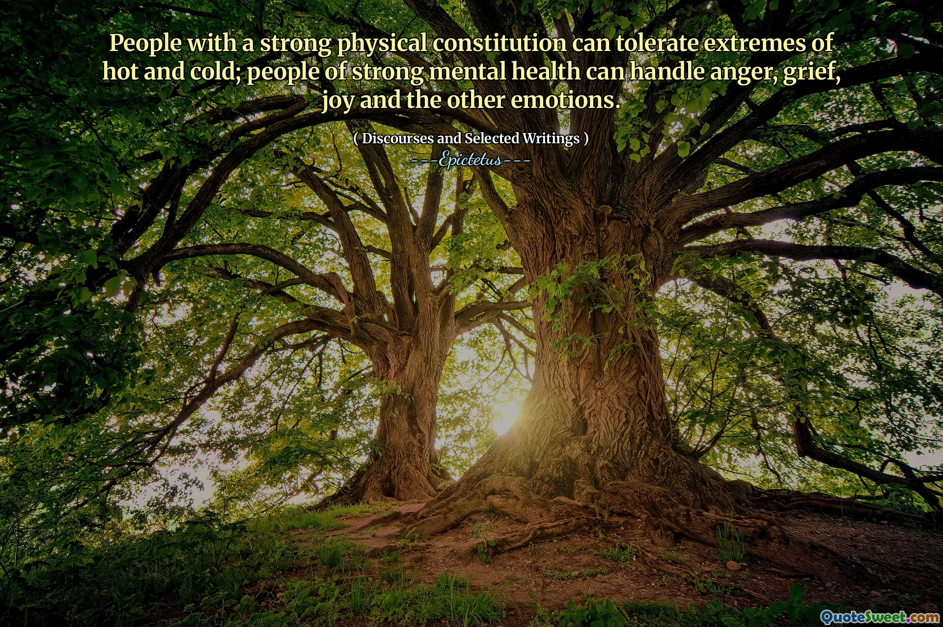 Ludzie z silną fizyczną konstytucją mogą tolerować skrajności gorącego i zimnego; Ludzie o silnym zdrowiu psychicznym mogą poradzić sobie z gniewem, żalem, radością i innymi emocjami.