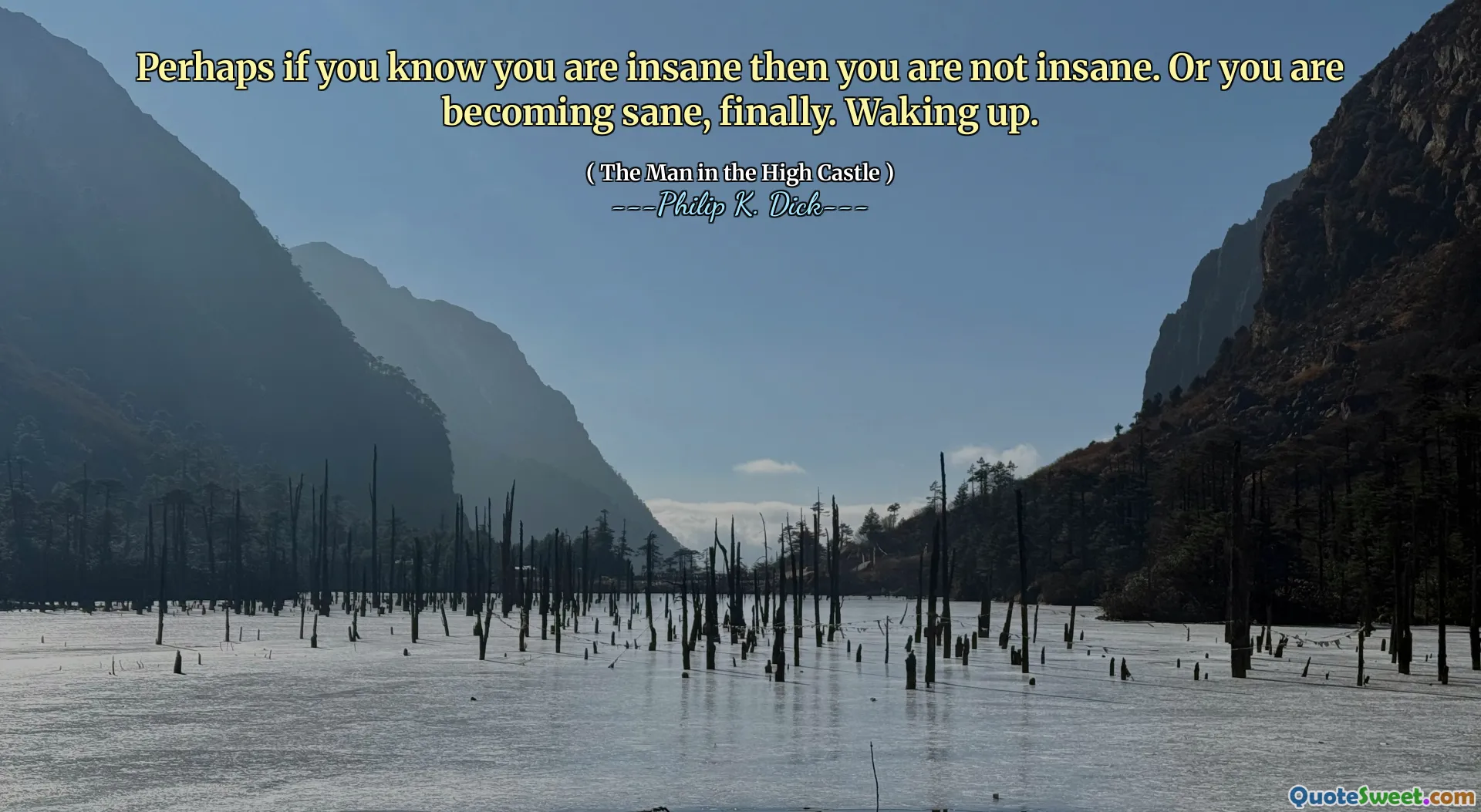 おそらくあなたが正気であることを知っているなら、あなたは正気ではありません。または、あなたは最終的に正気になりつつあります。目を覚ます。