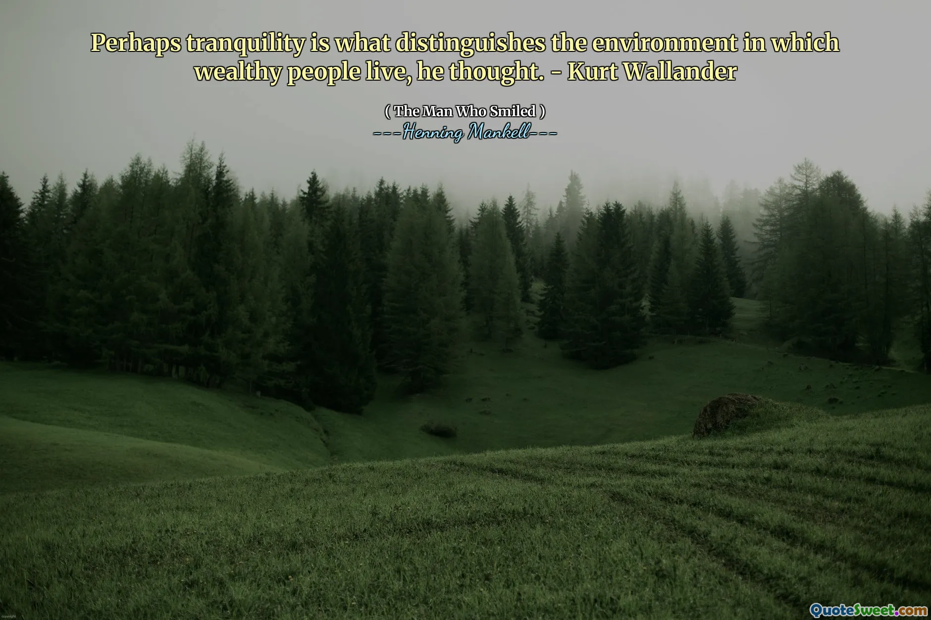Perhaps tranquility is what distinguishes the environment in which wealthy people live, he thought. - Kurt Wallander