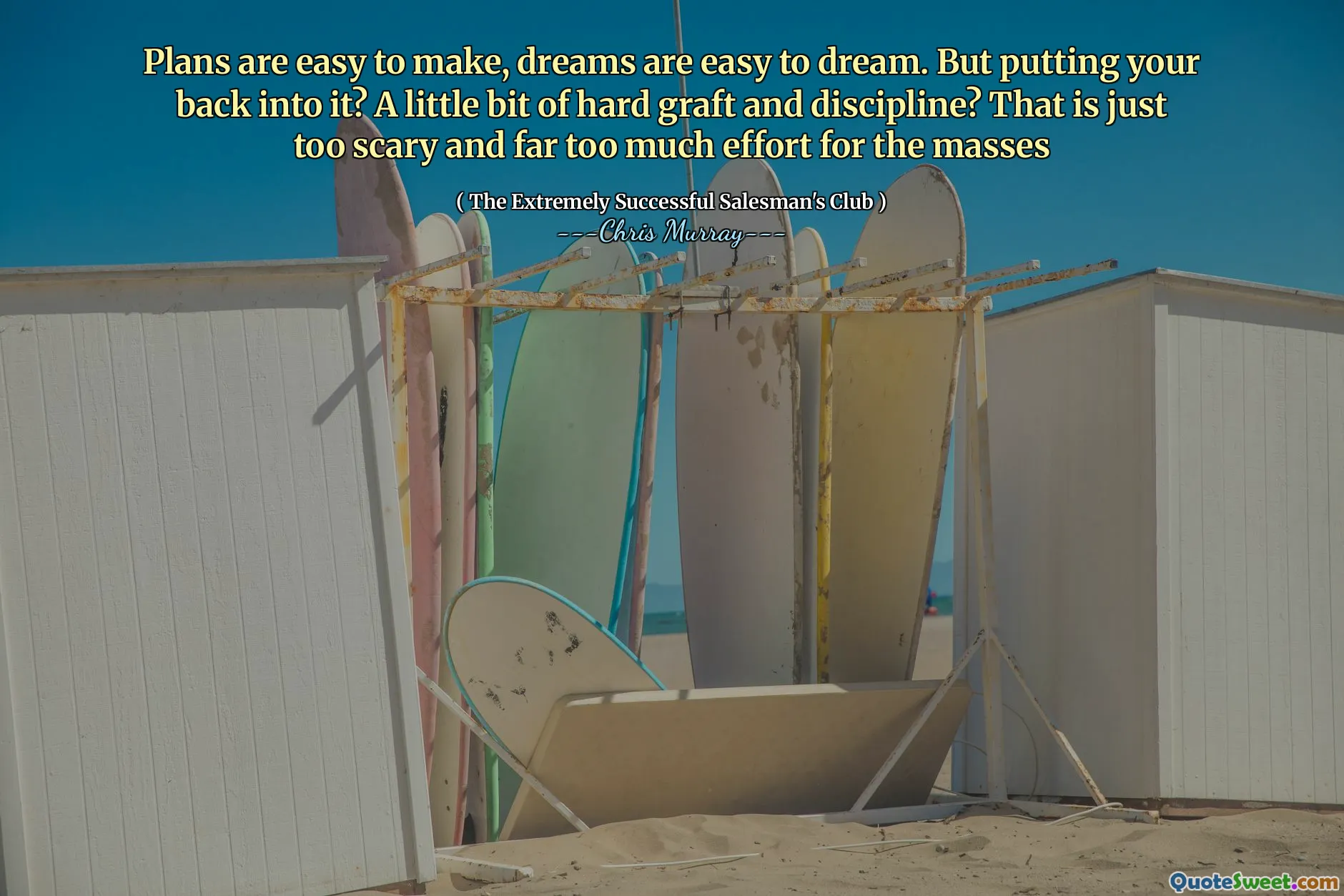 Plany są łatwe do wykonania, marzenia są łatwe do marzenia. Ale włożenie w to? Trochę twardego przeszczepu i dyscypliny? To jest po prostu zbyt przerażające i zbyt dużo wysiłku dla mas