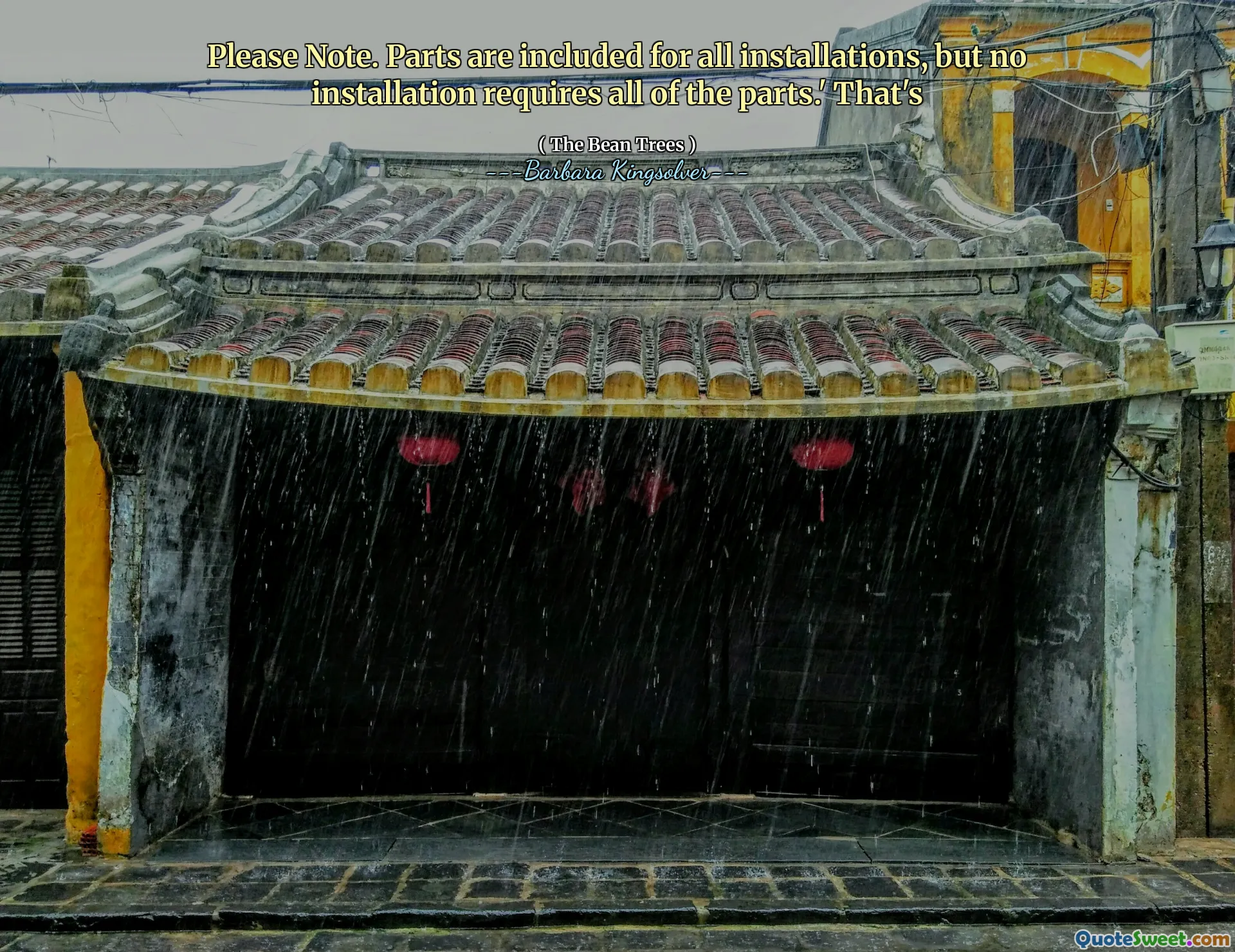 გთხოვთ გაითვალისწინოთ. ნაწილები შედის ყველა ინსტალაციისთვის, მაგრამ არცერთი ინსტალაცია არ მოითხოვს ყველა ნაწილს. ' ეს არის