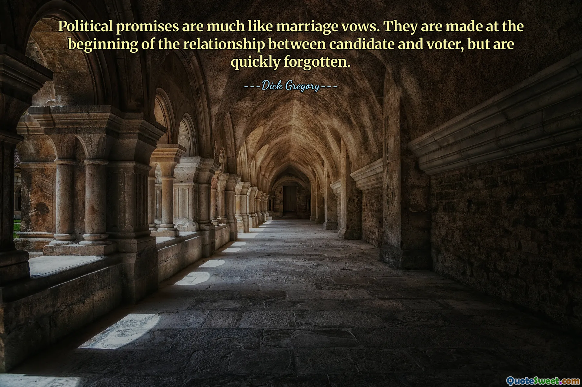 Political promises are much like marriage vows. They are made at the beginning of the relationship between candidate and voter, but are quickly forgotten.