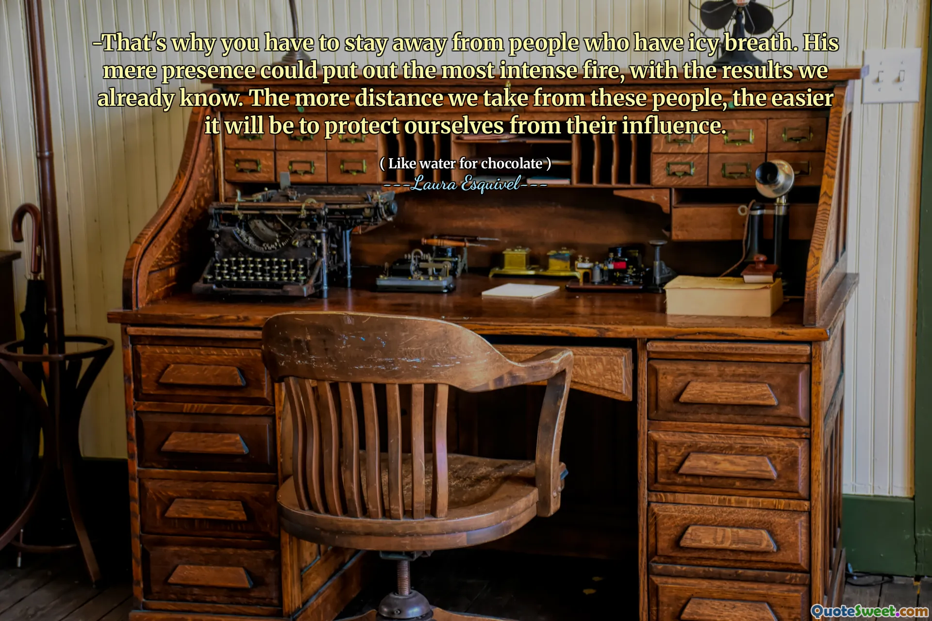 -That's why you have to stay away from people who have icy breath. His mere presence could put out the most intense fire, with the results we already know. The more distance we take from these people, the easier it will be to protect ourselves from their influence.