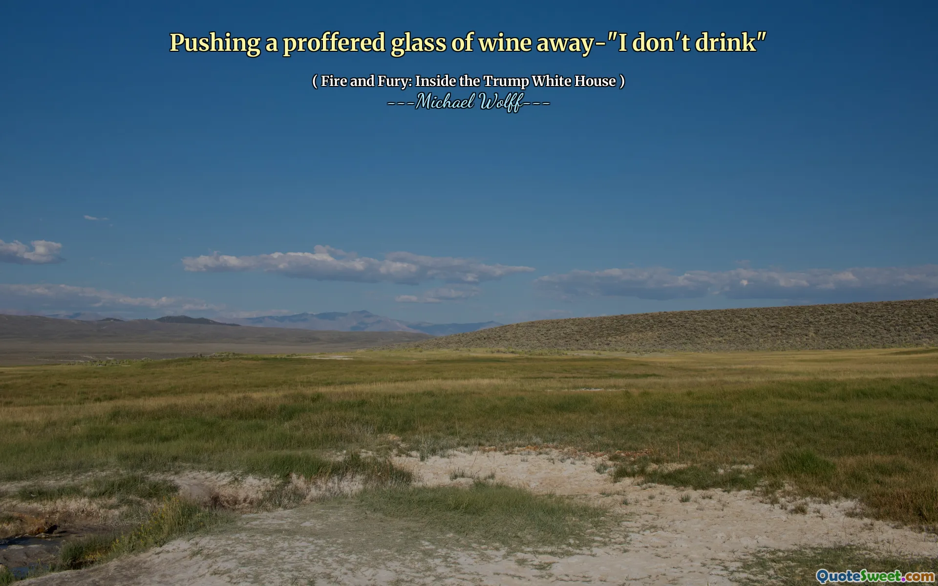 Pushing a proffered glass of wine away-"I don't drink"