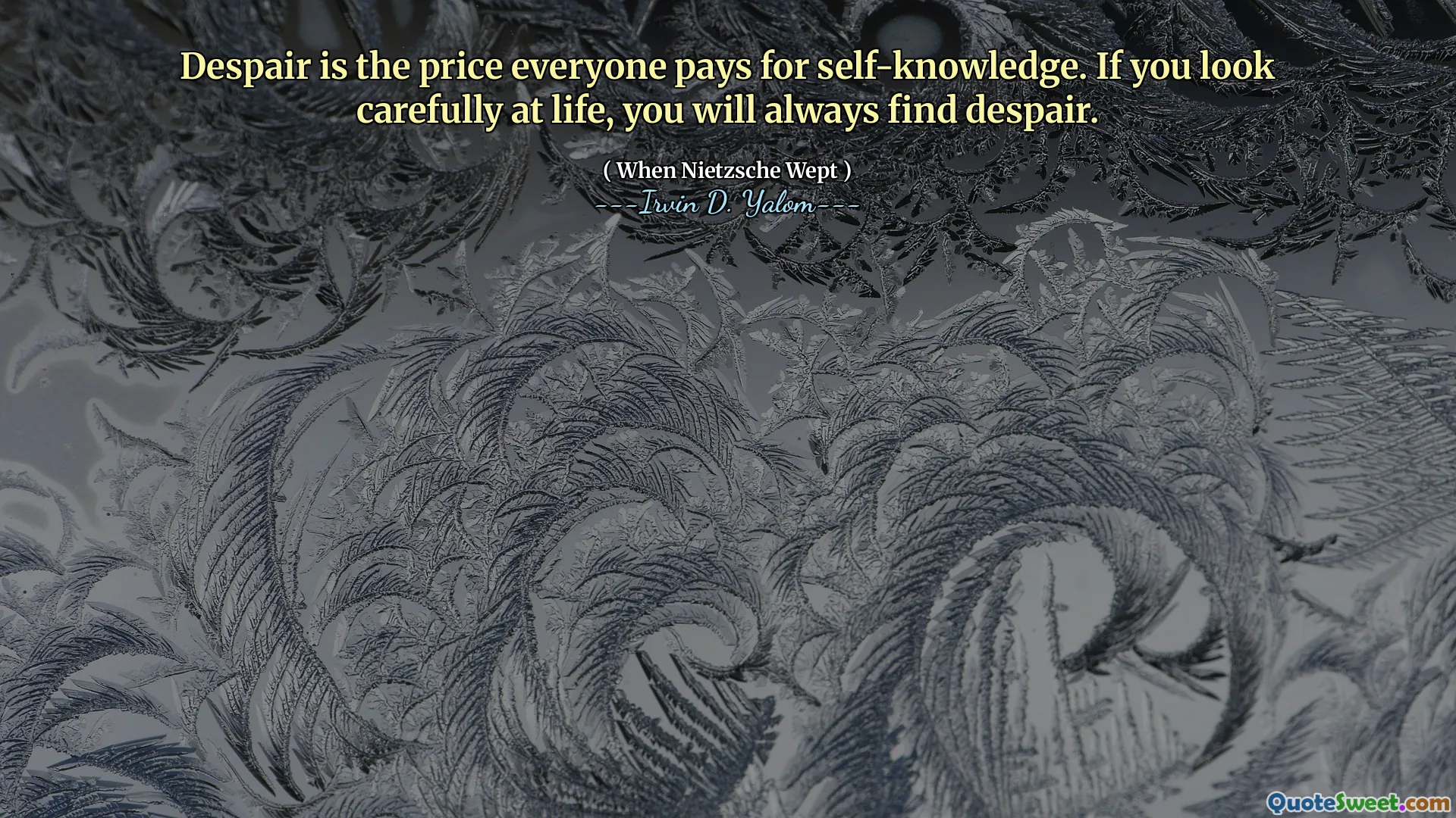 Despair is the price everyone pays for self-knowledge. If you look carefully at life, you will always find despair.