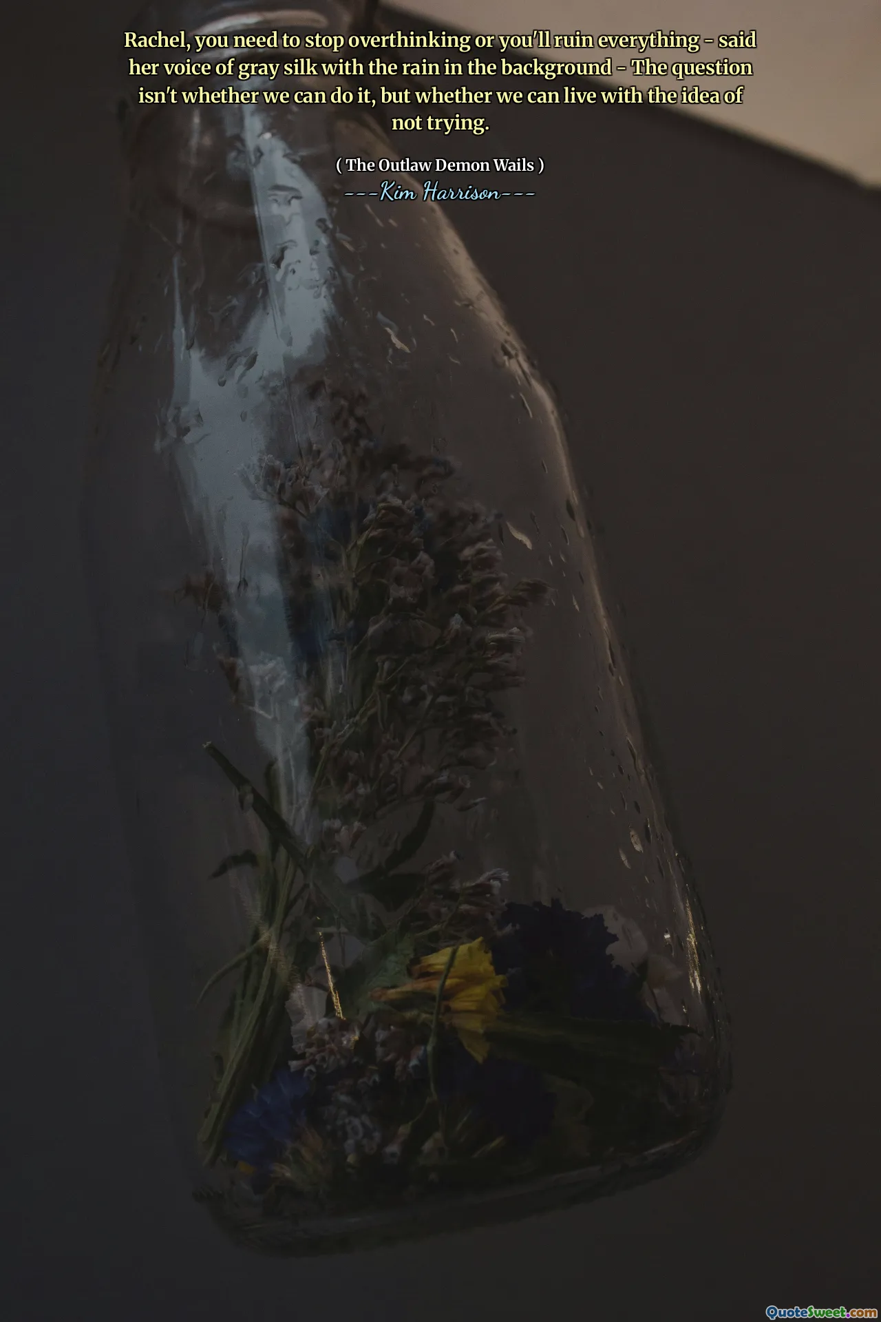 Rachel, you need to stop overthinking or you'll ruin everything - said her voice of gray silk with the rain in the background - The question isn't whether we can do it, but whether we can live with the idea of not trying.