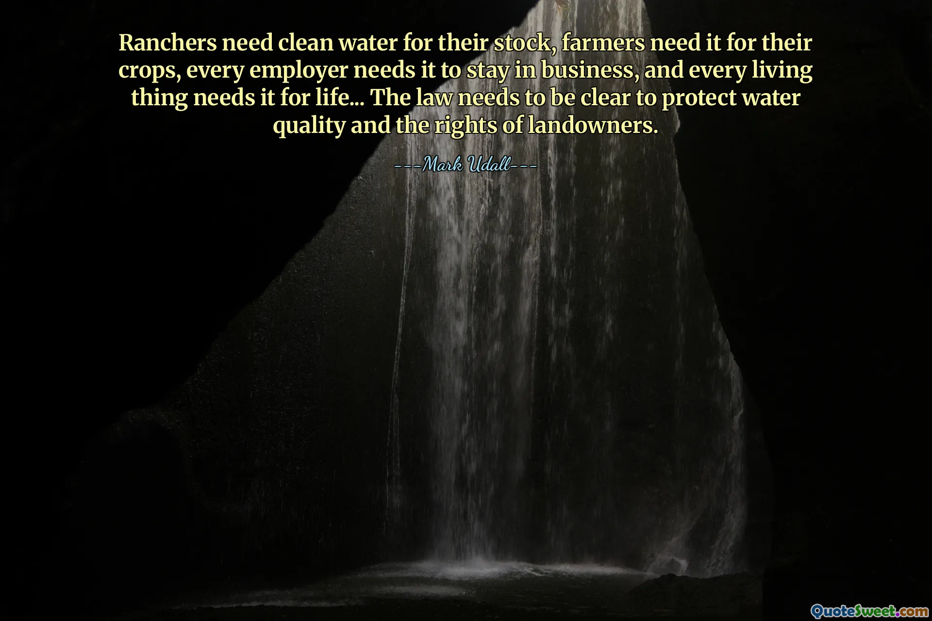 Ranchers need clean water for their stock, farmers need it for their crops, every employer needs it to stay in business, and every living thing needs it for life... The law needs to be clear to protect water quality and the rights of landowners.