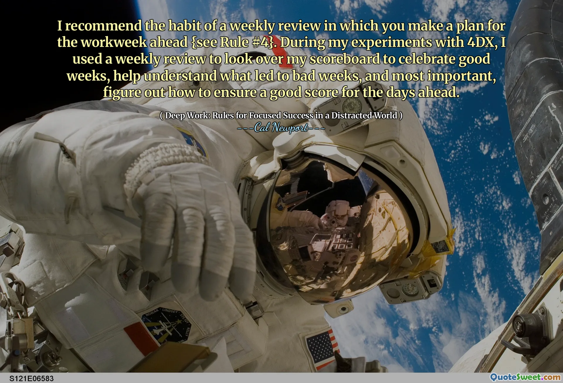 I recommend the habit of a weekly review in which you make a plan for the workweek ahead {see Rule #4}. During my experiments with 4DX, I used a weekly review to look over my scoreboard to celebrate good weeks, help understand what led to bad weeks, and most important, figure out how to ensure a good score for the days ahead.