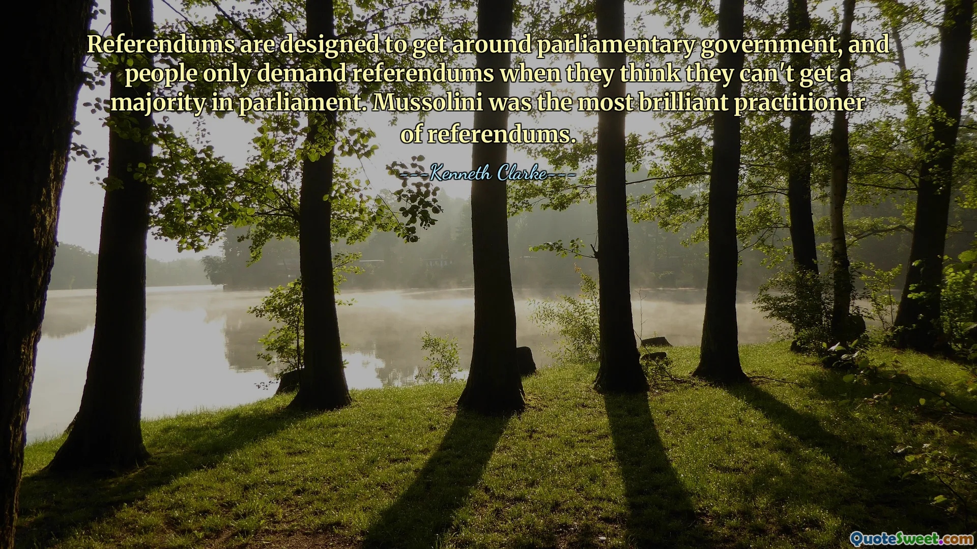 Referendums are designed to get around parliamentary government, and people only demand referendums when they think they can't get a majority in parliament. Mussolini was the most brilliant practitioner of referendums.