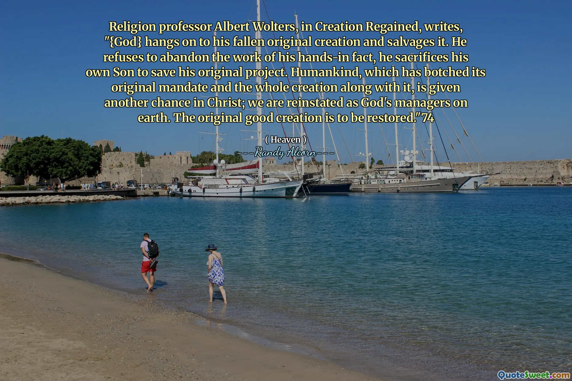 Religia profesor Albert Wolters, w refleksji, pisze: „{God} trzyma się jego upadłego oryginalnego stworzenia i uratuje je. Odmawia porzucenia dzieła swego ręcznego faktu, poświęca swojemu Synowi, aby uratować swój oryginalny projekt. Ludzka, które zaparł oryginalny mandat i całe stworzenie wraz z nią, daje inaczej szanse na to, że jesteśmy reinstatedami Boga. przywrócony. ”74