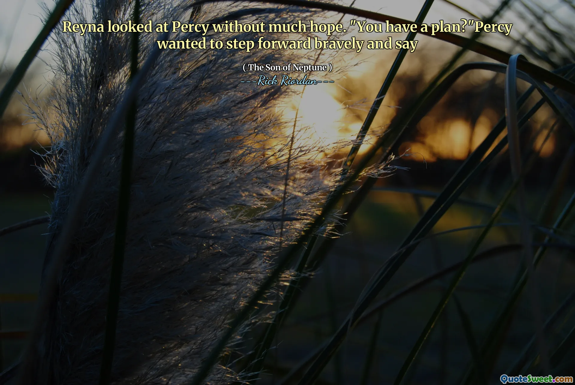 Reyna looked at Percy without much hope. "You have a plan?"Percy wanted to step forward bravely and say