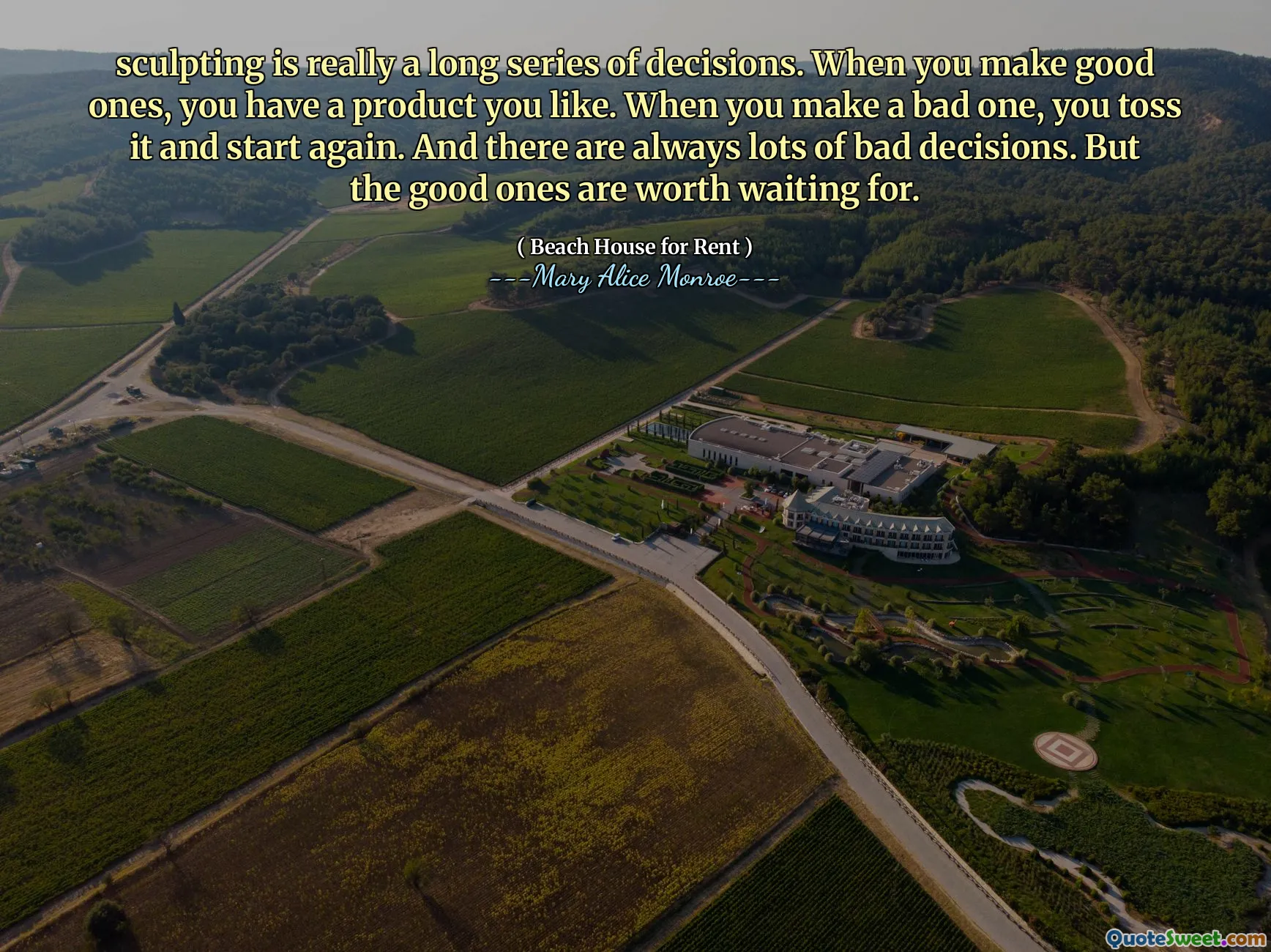 La escultura es realmente una larga serie de decisiones. Cuando haces buenos, tienes un producto que te gusta. Cuando haces uno malo, lo arrojas y comienzas de nuevo. Y siempre hay muchas malas decisiones. Pero vale la pena esperar los buenos.