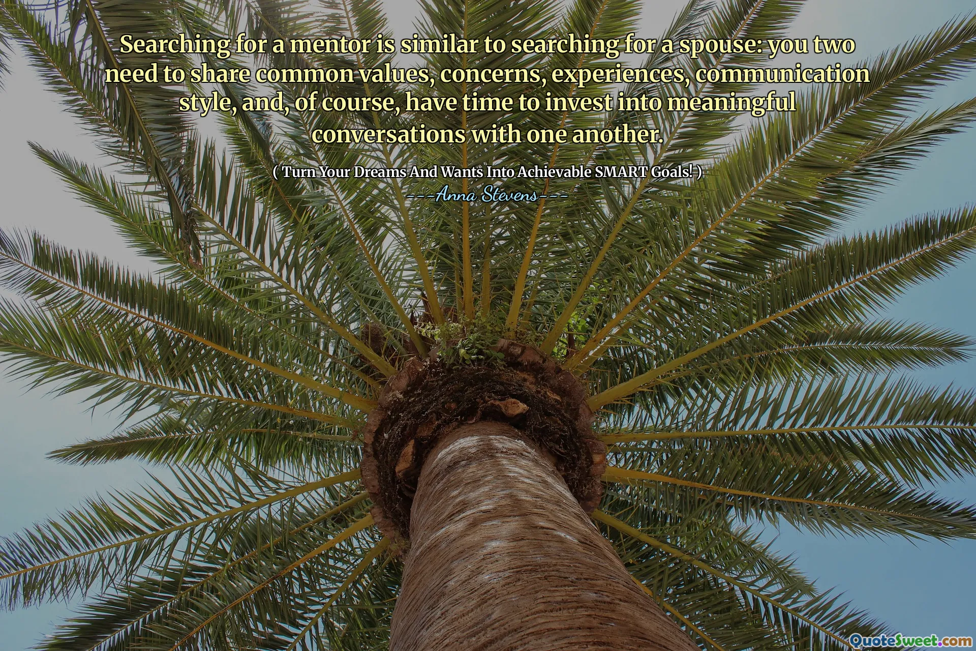 Searching for a mentor is similar to searching for a spouse: you two need to share common values, concerns, experiences, communication style, and, of course, have time to invest into meaningful conversations with one another.