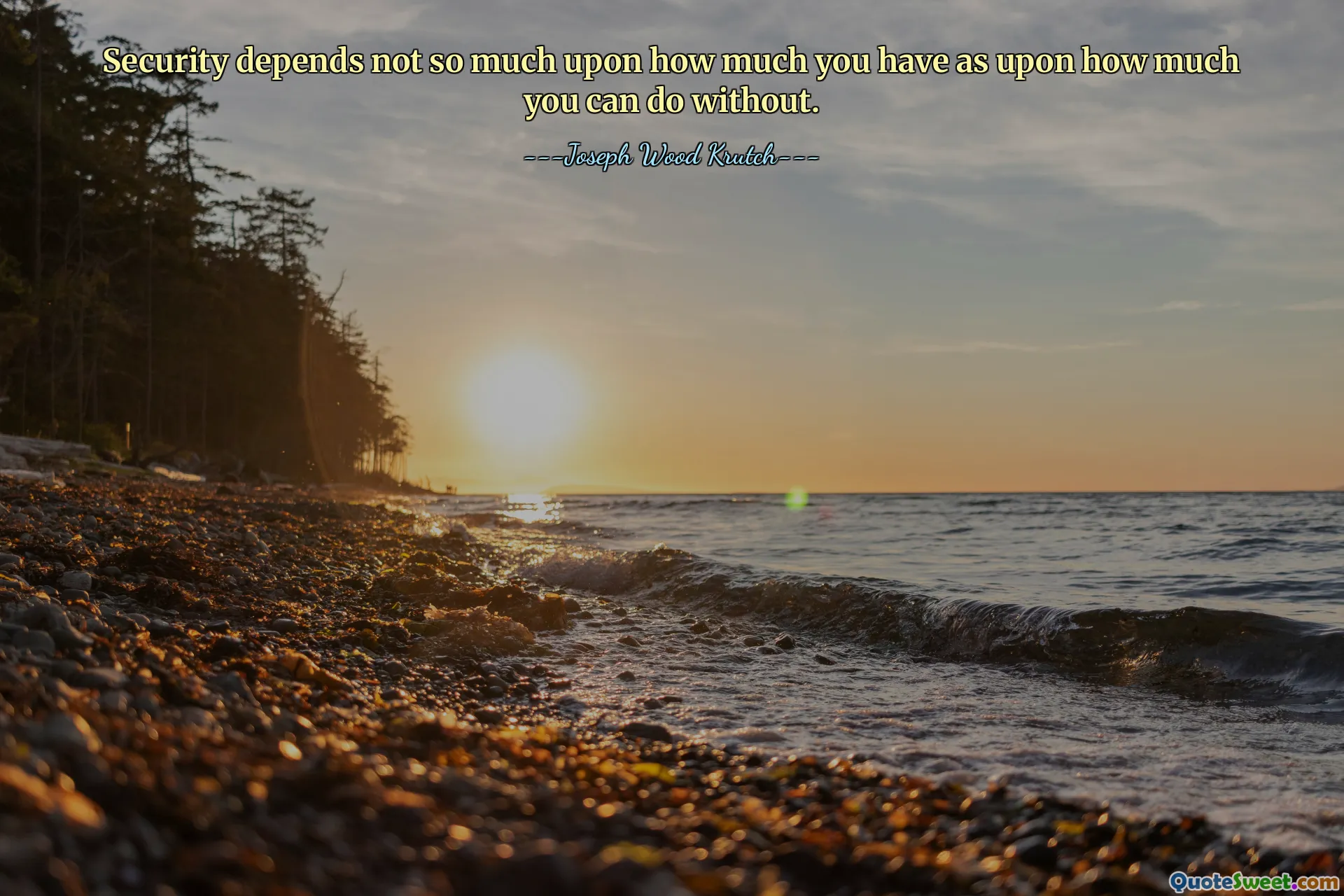 Security depends not so much upon how much you have as upon how much you can do without.