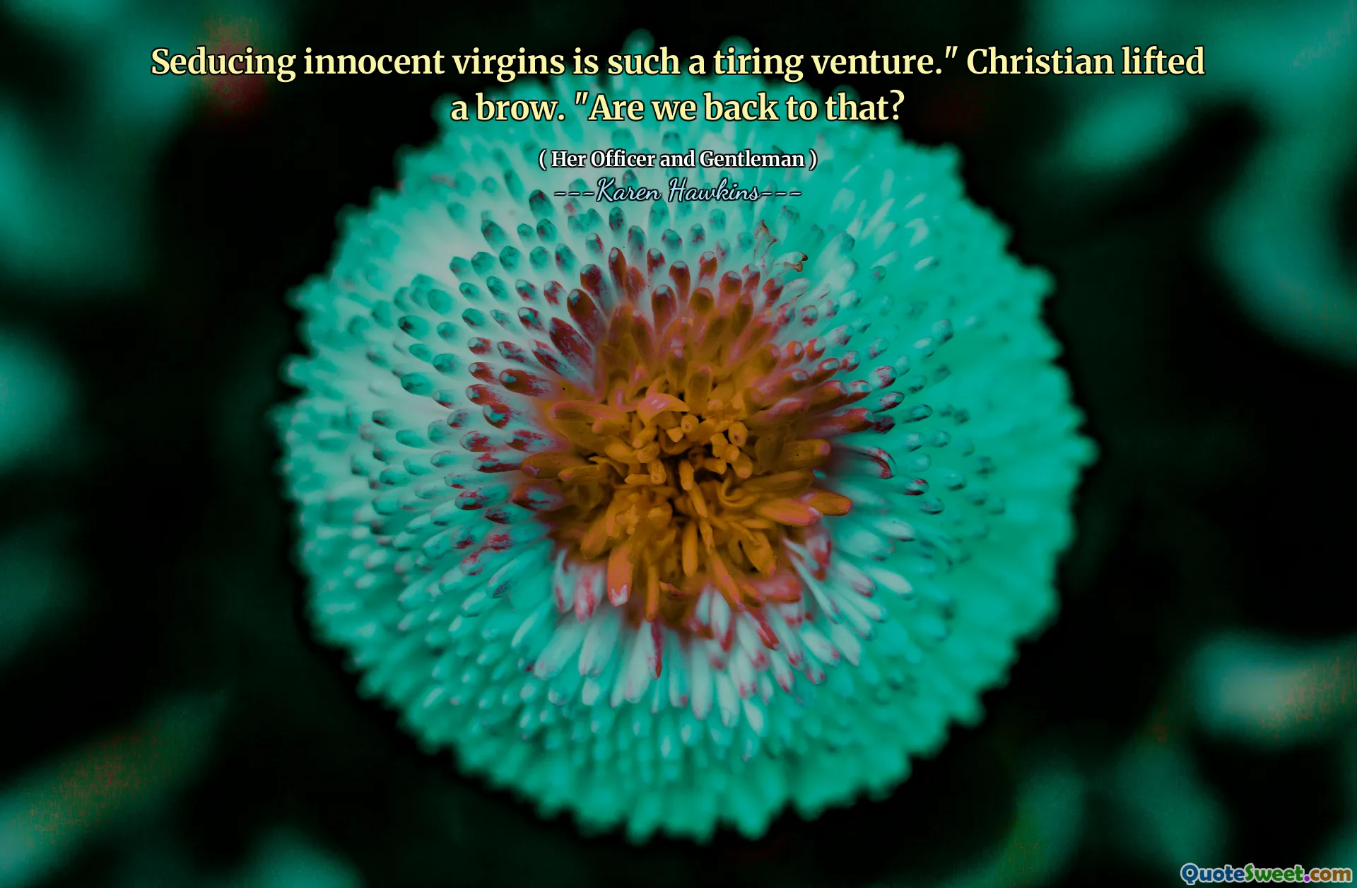 Seducing innocent virgins is such a tiring venture." Christian lifted a brow. "Are we back to that?