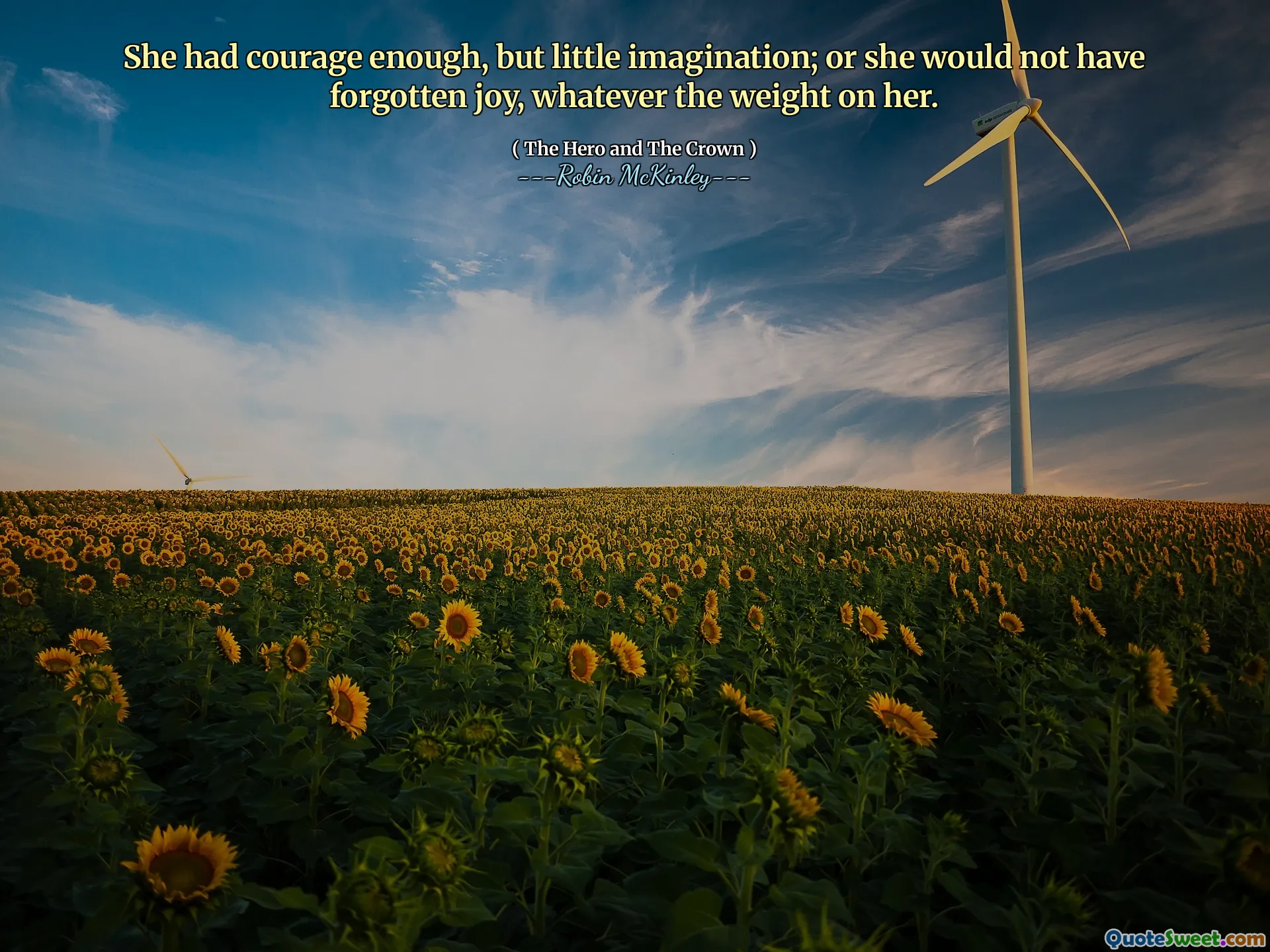 She had courage enough, but little imagination; or she would not have forgotten joy, whatever the weight on her.