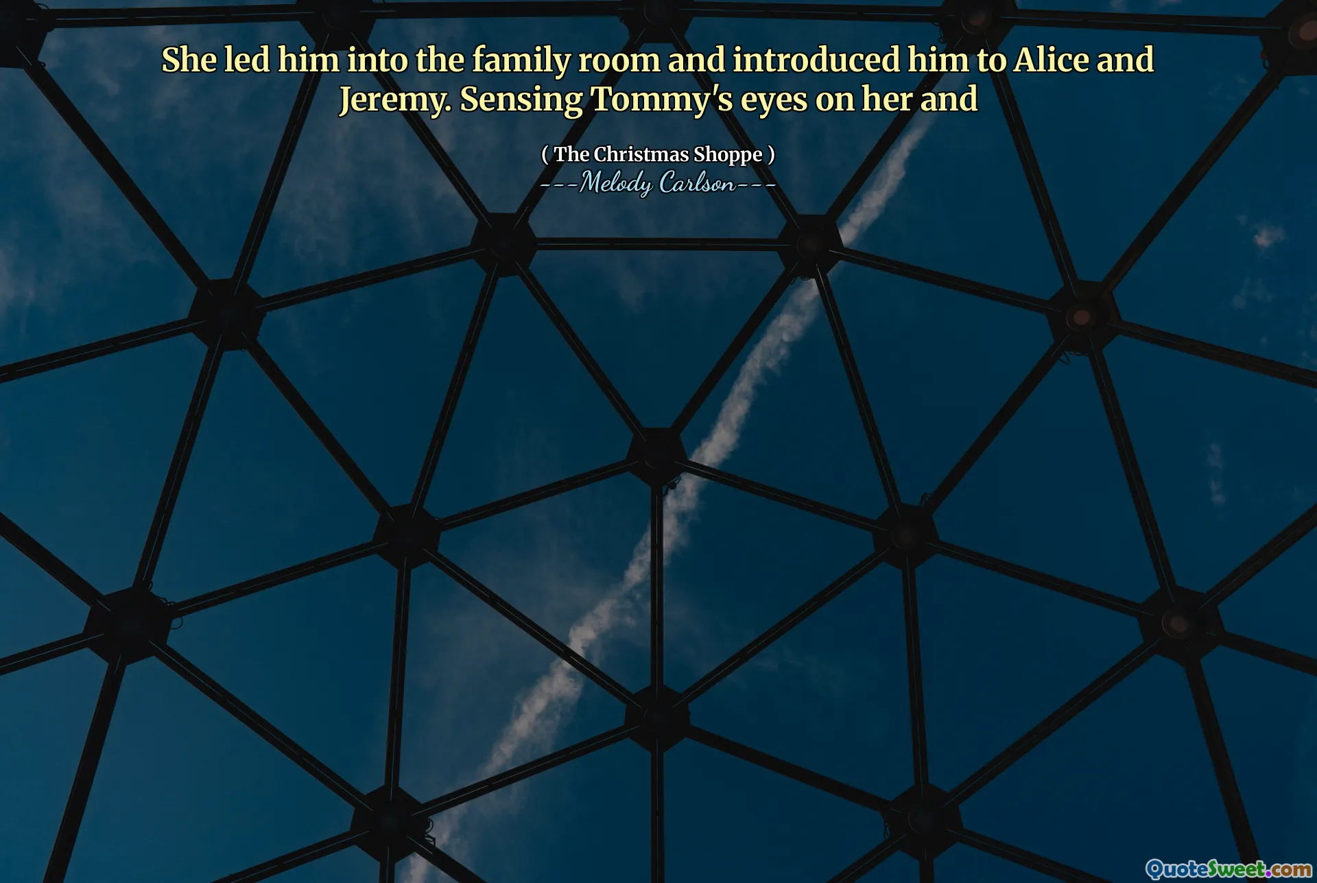 She led him into the family room and introduced him to Alice and Jeremy. Sensing Tommy's eyes on her and