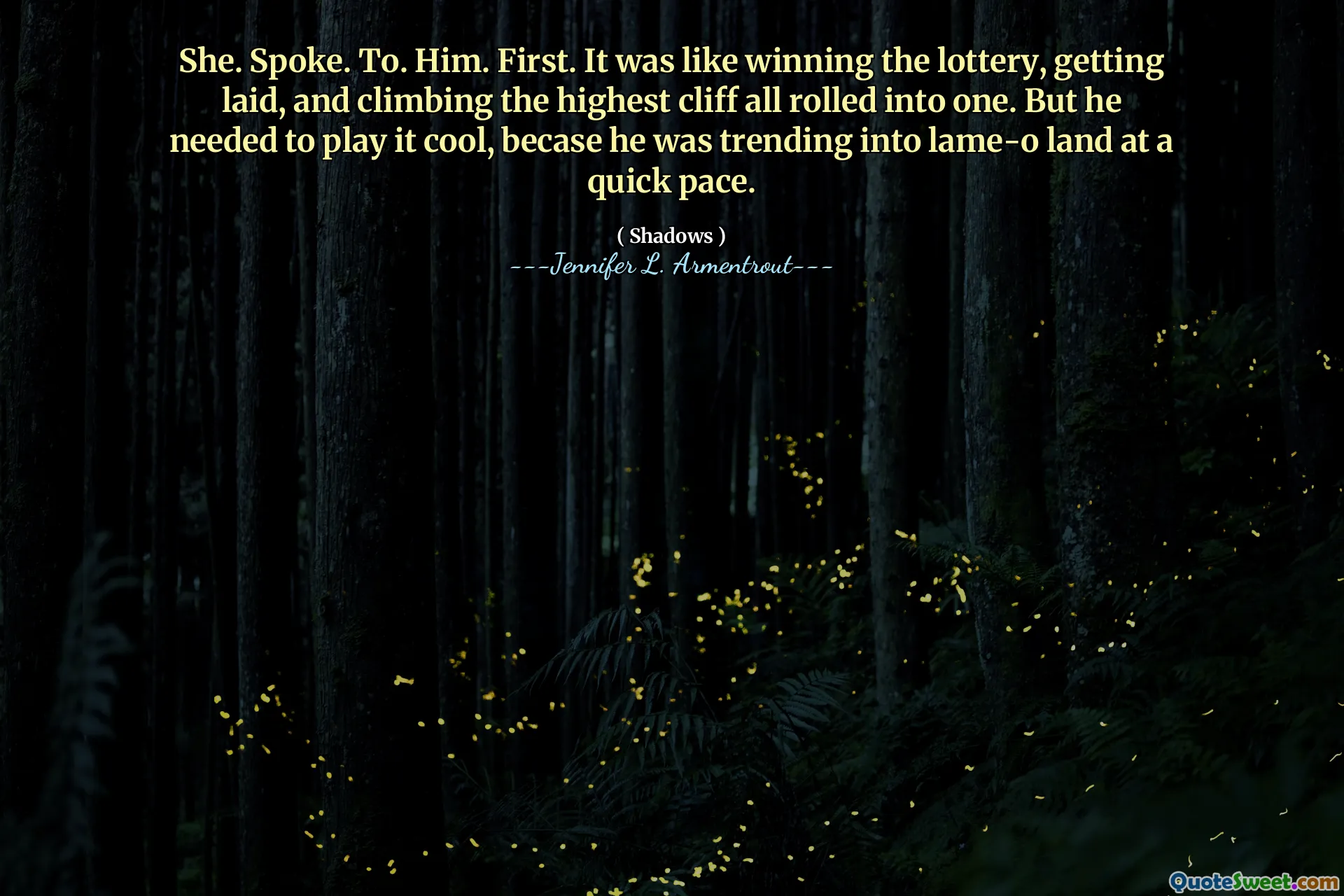 She. Spoke. To. Him. First. It was like winning the lottery, getting laid, and climbing the highest cliff all rolled into one. But he needed to play it cool, becase he was trending into lame-o land at a quick pace.