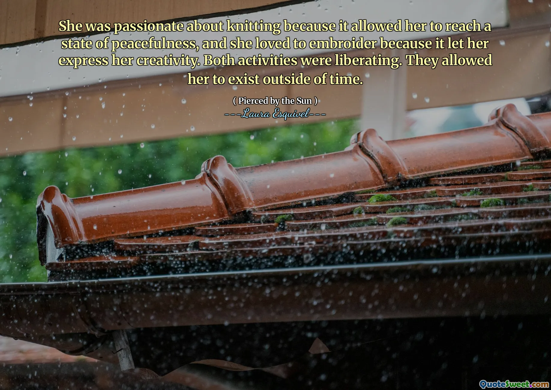 Era appassionata di maglia perché le permetteva di raggiungere uno stato di pace e adorava ricamare perché le permetteva di esprimere la sua creatività. Entrambe le attività erano liberatori. Le hanno permesso di esistere al di fuori del tempo.