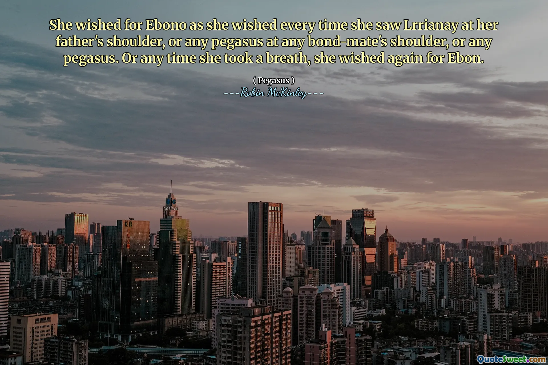 She wished for Ebono as she wished every time she saw Lrrianay at her father's shoulder, or any pegasus at any bond-mate's shoulder, or any pegasus. Or any time she took a breath, she wished again for Ebon.