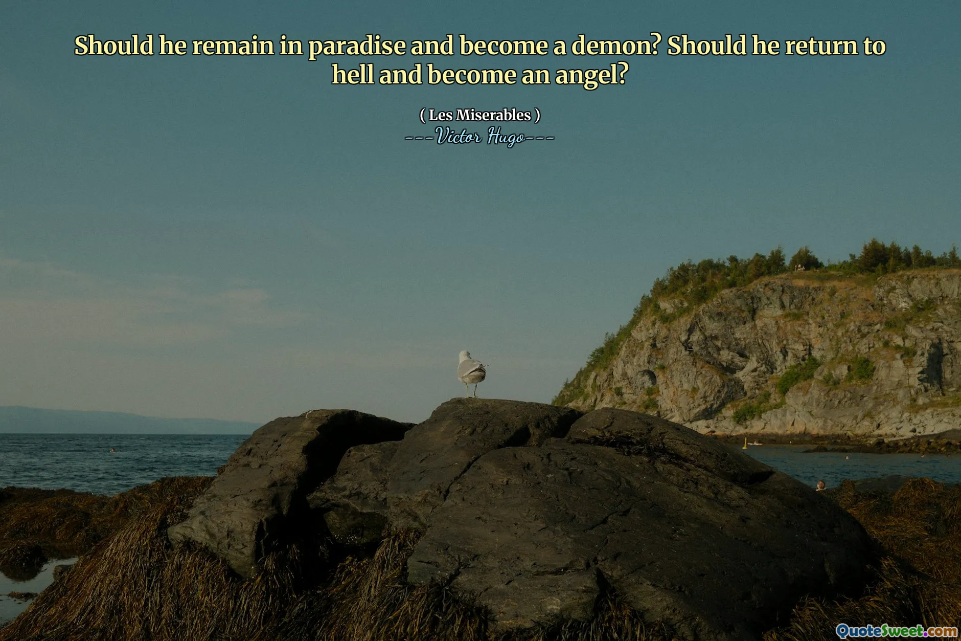 Should he remain in paradise and become a demon? Should he return to hell and become an angel?