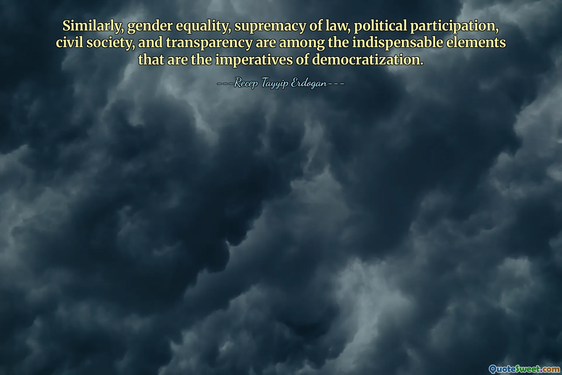Similarly, gender equality, supremacy of law, political participation, civil society, and transparency are among the indispensable elements that are the imperatives of democratization.
