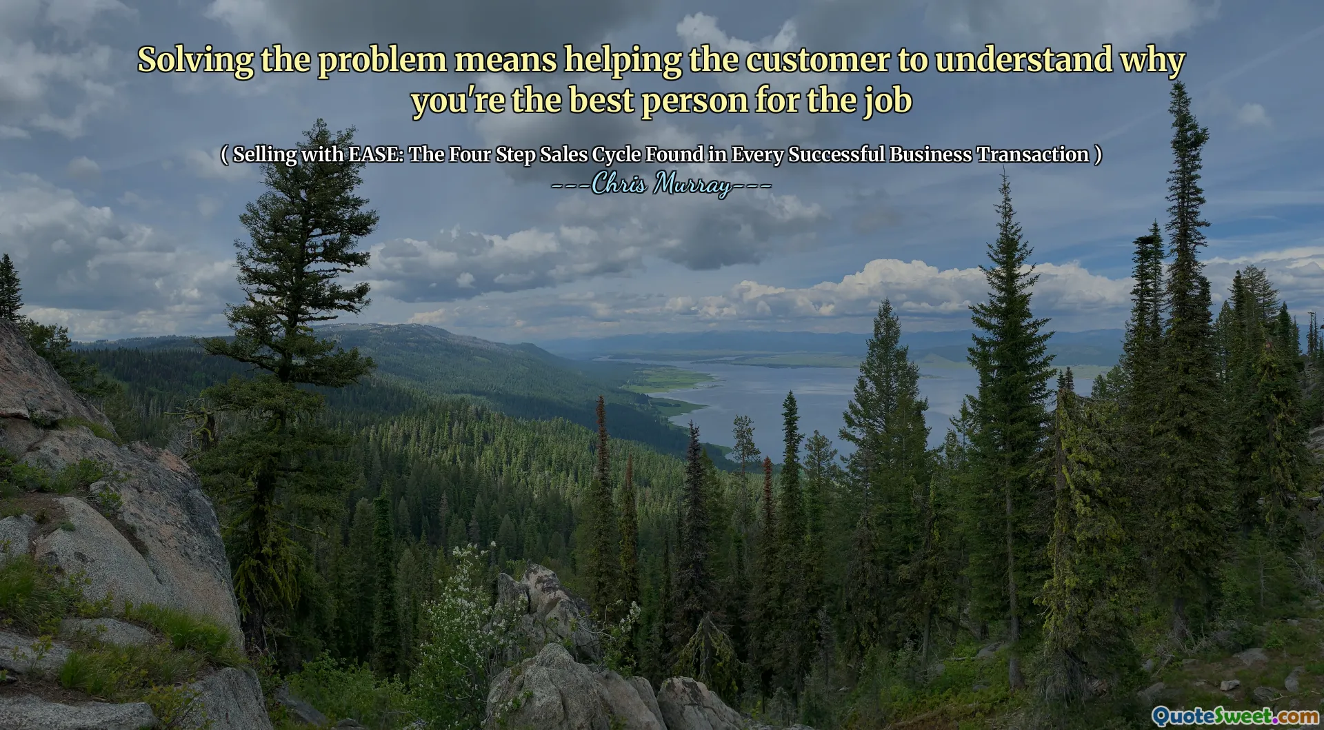 Solving the problem means helping the customer to understand why you're the best person for the job