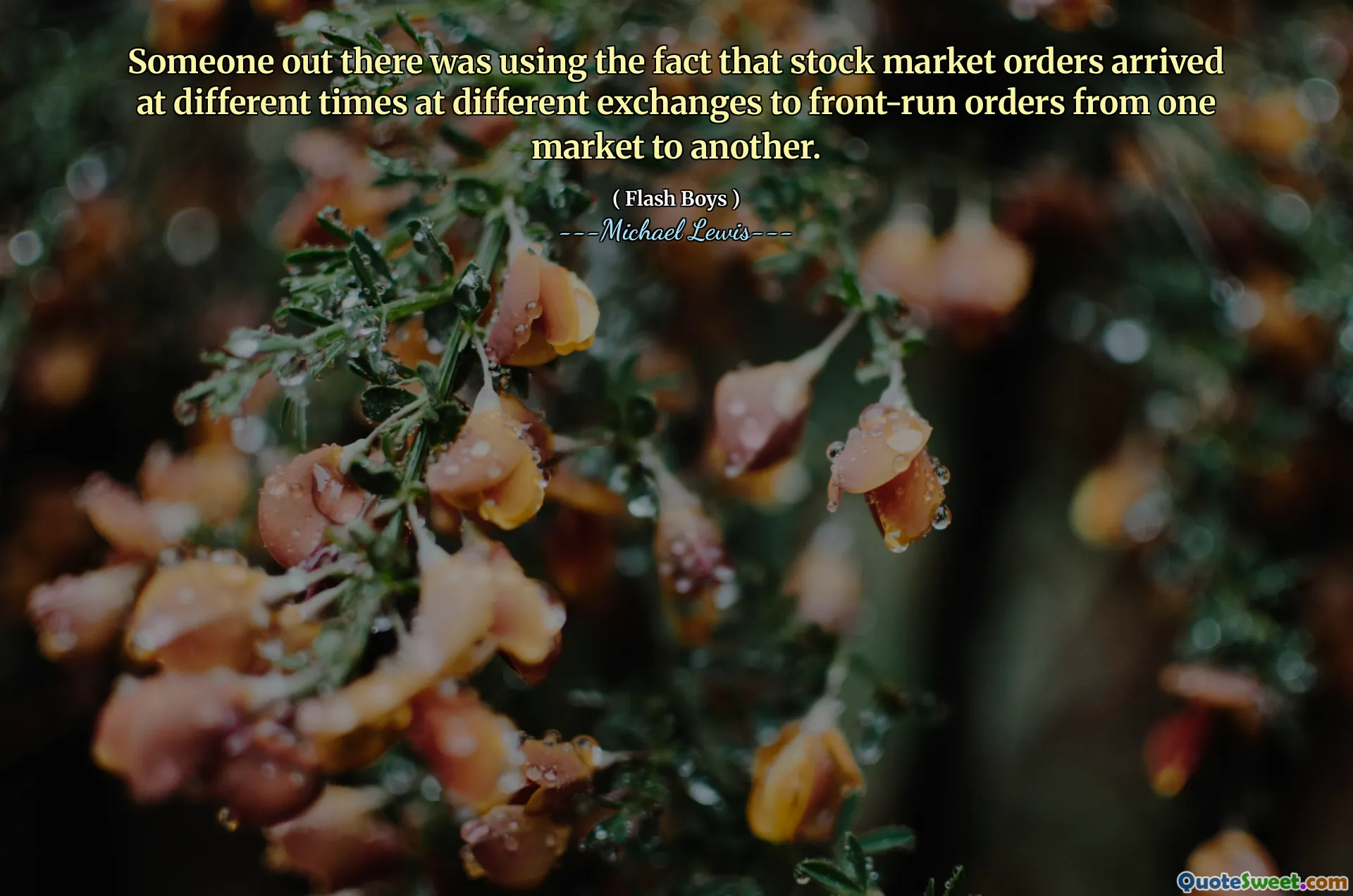 누군가가 주식 시장 주문이 다른 거래소에서 다른 시간에 한 시장에서 다른 시장으로의 선두 명령에 도착했다는 사실을 사용하고있었습니다.