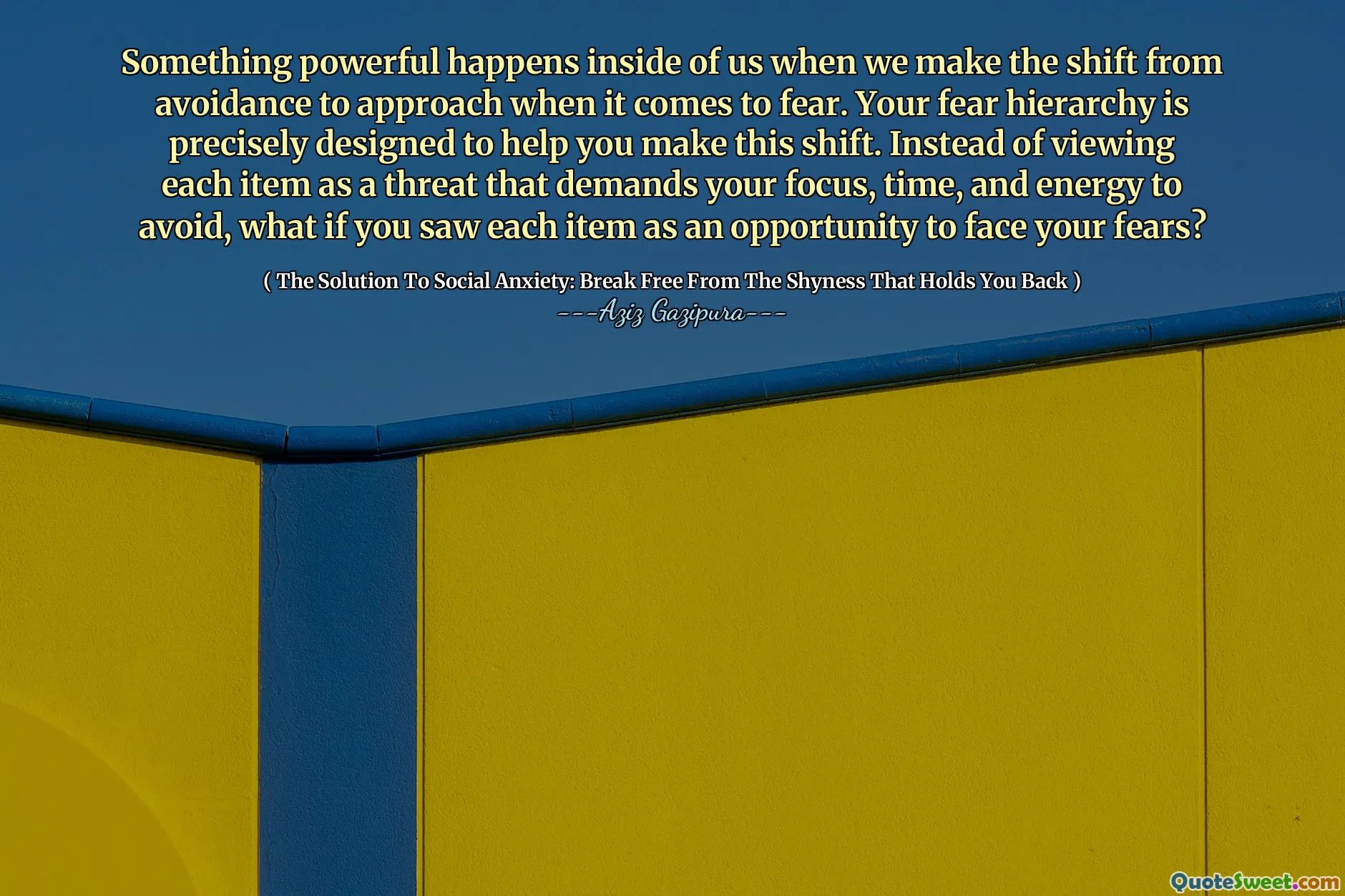 Something powerful happens inside of us when we make the shift from avoidance to approach when it comes to fear. Your fear hierarchy is precisely designed to help you make this shift. Instead of viewing each item as a threat that demands your focus, time, and energy to avoid, what if you saw each item as an opportunity to face your fears?