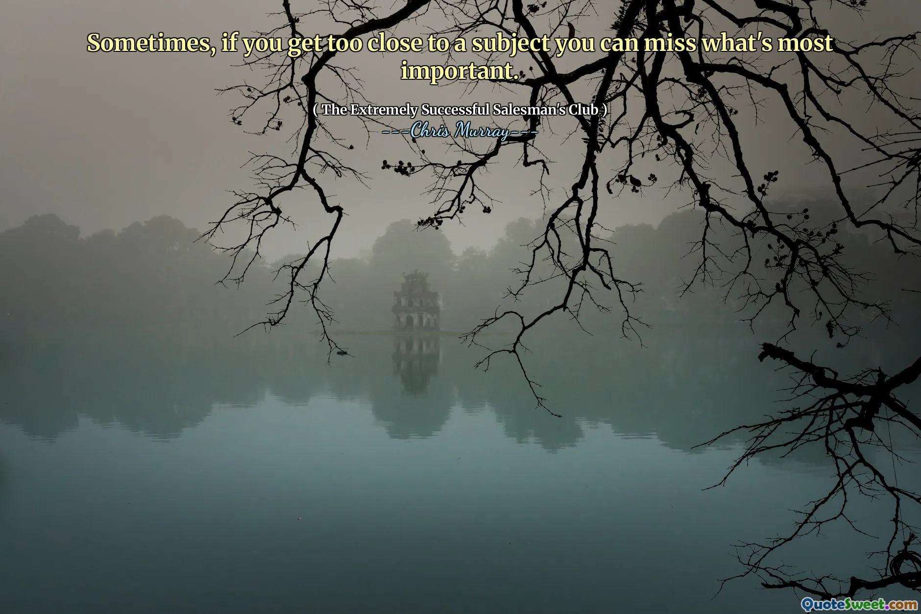 Czasami, jeśli zbliżysz się zbyt blisko tematu, możesz przegapić to, co najważniejsze.