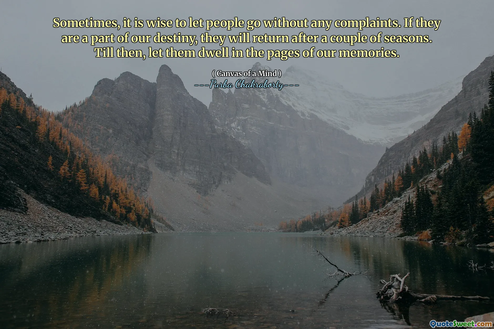Sometimes, it is wise to let people go without any complaints. If they are a part of our destiny, they will return after a couple of seasons. Till then, let them dwell in the pages of our memories.