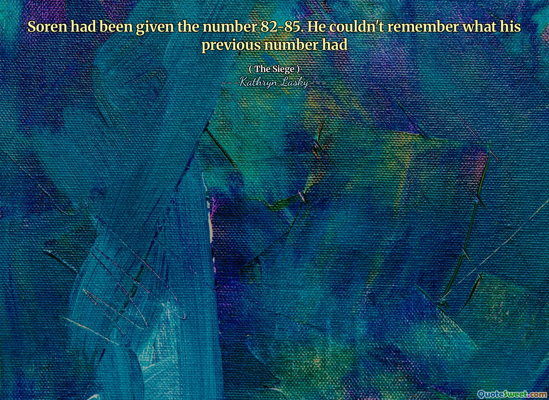 Soren had been given the number 82-85. He couldn't remember what his previous number had