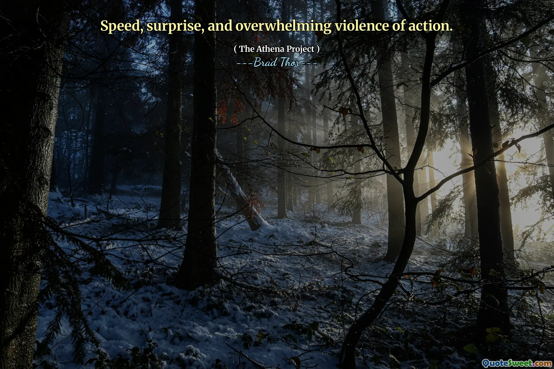 Speed, surprise, and overwhelming violence of action.