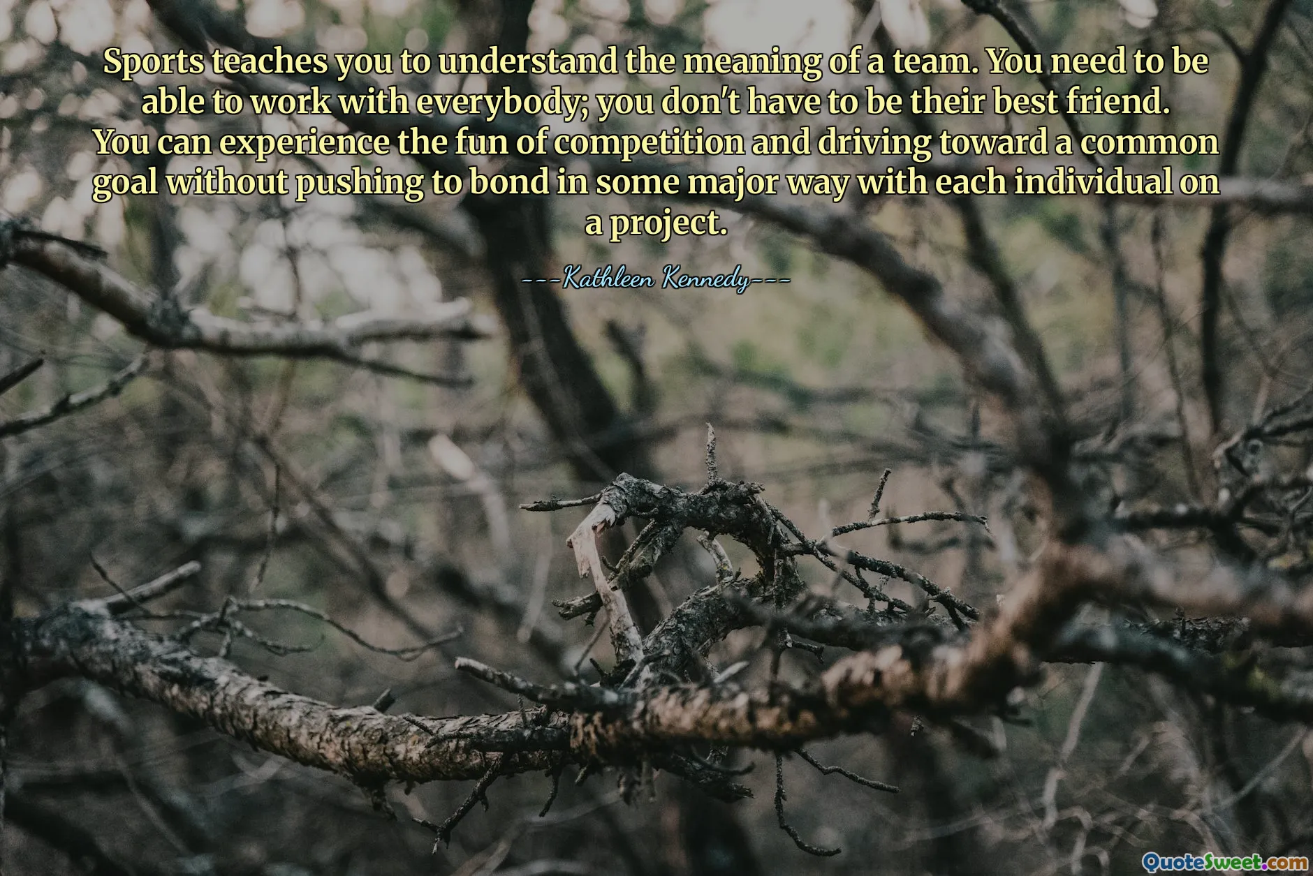 Sports teaches you to understand the meaning of a team. You need to be able to work with everybody; you don't have to be their best friend. You can experience the fun of competition and driving toward a common goal without pushing to bond in some major way with each individual on a project.