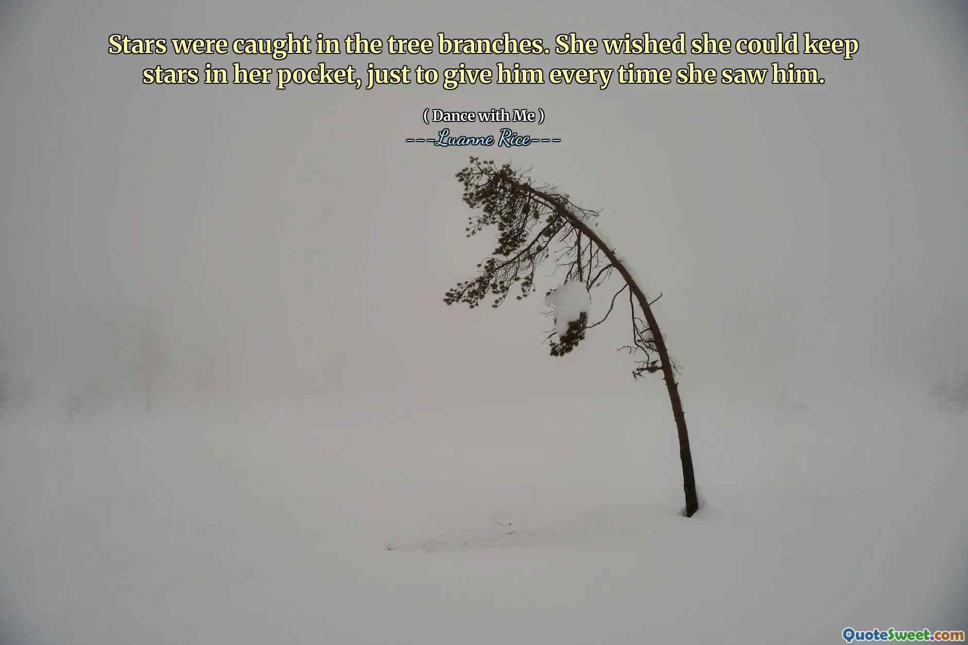 Звезды были пойманы в ветвях деревьев. Она хотела, чтобы она могла держать звезд в кармане, просто чтобы дать ему каждый раз, когда она видела его.