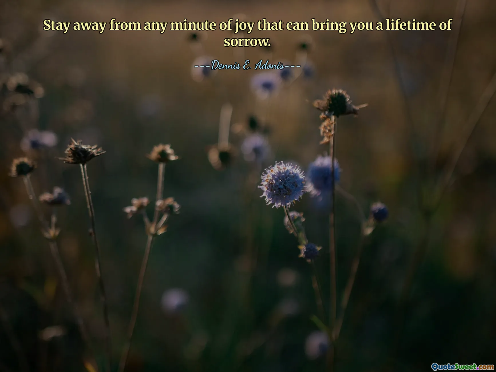 Stay away from any minute of joy that can bring you a lifetime of sorrow.