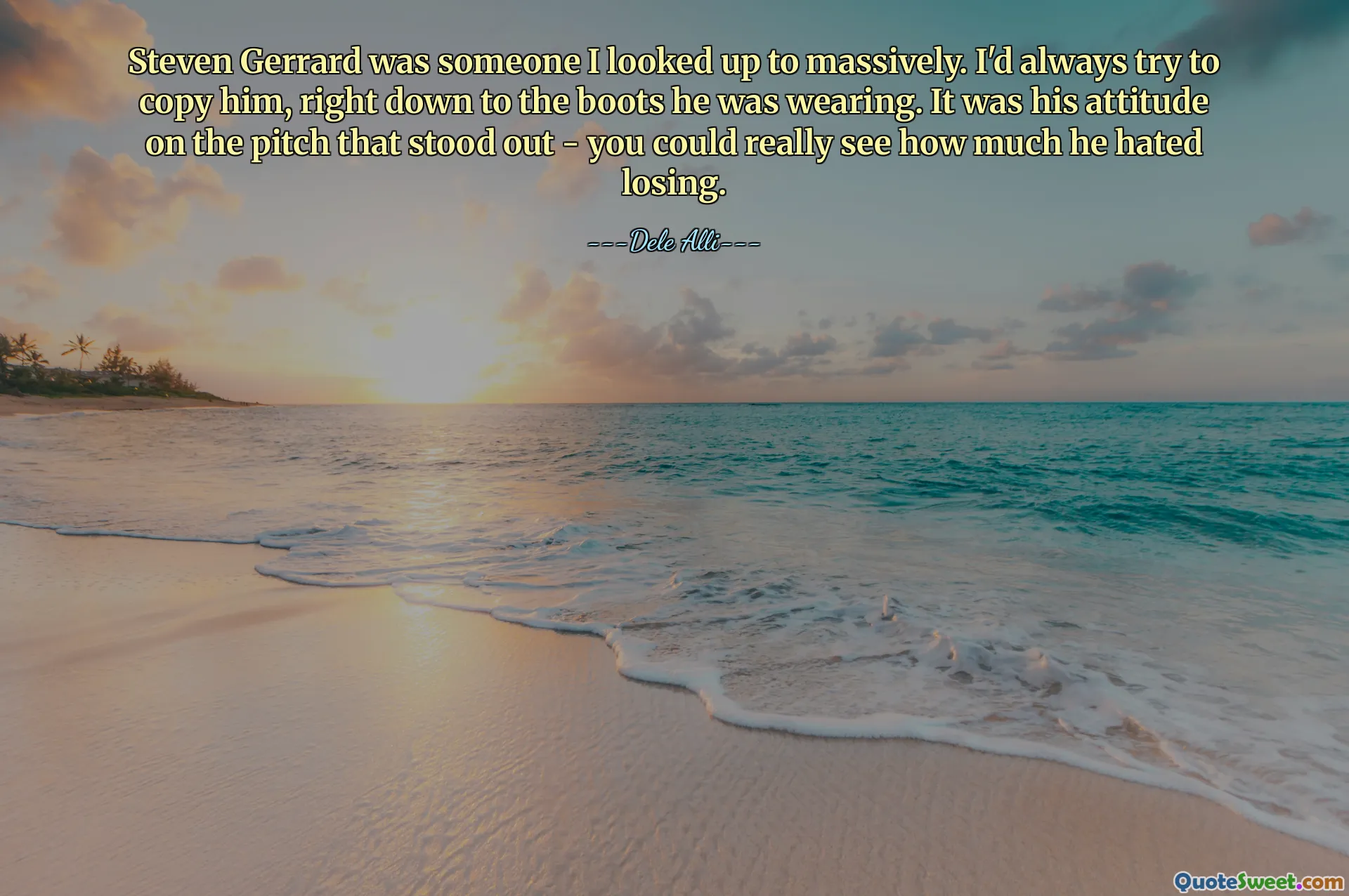 Steven Gerrard was someone I looked up to massively. I'd always try to copy him, right down to the boots he was wearing. It was his attitude on the pitch that stood out - you could really see how much he hated losing.
